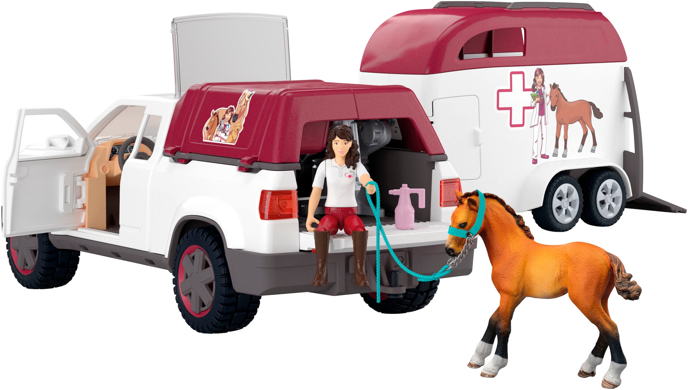 Schleich® Voiture-jouet »HORSE CLUB, Mobile Tierärztin mit Anhänger (42704)« Made in Europe