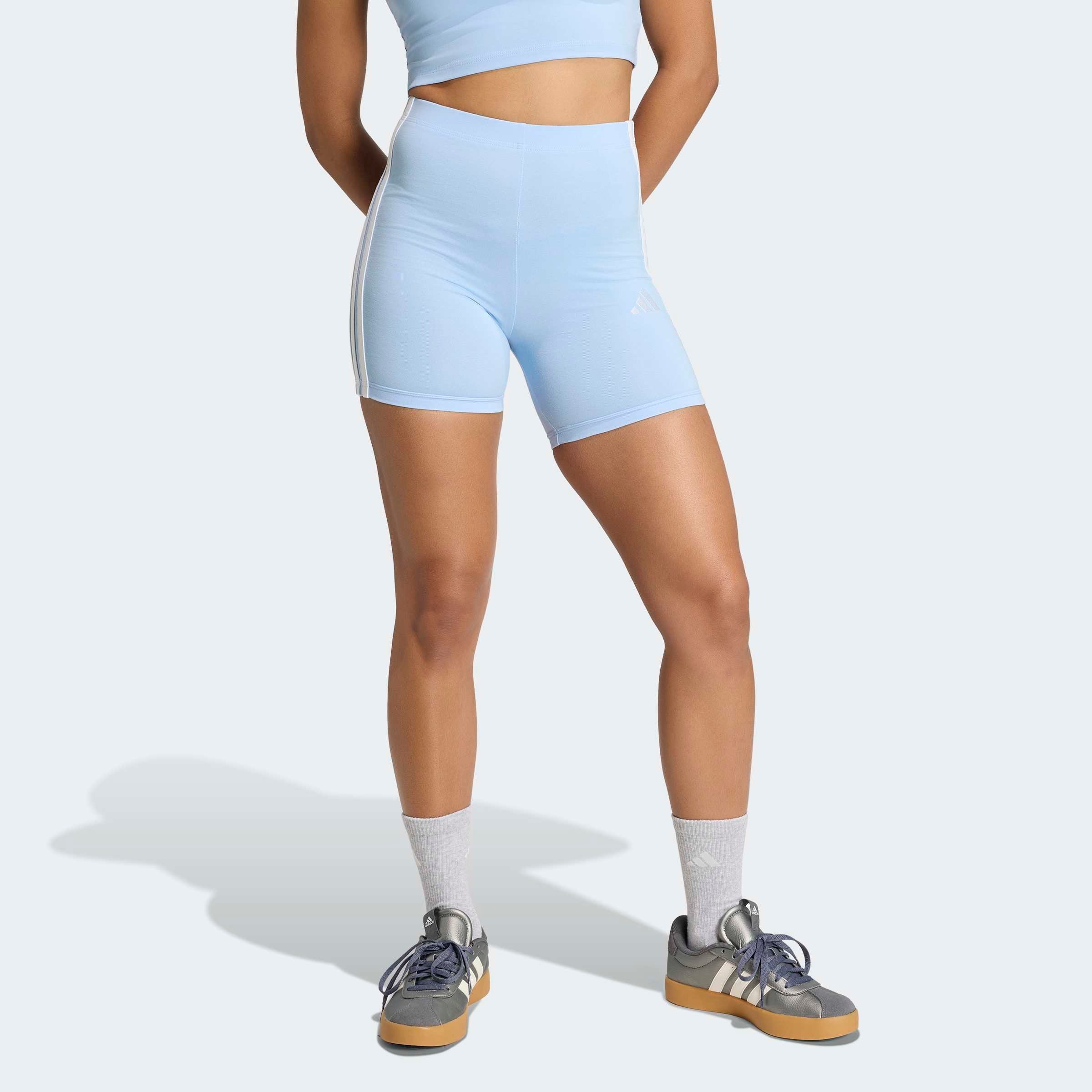adidas Sportswear Trainingstights »ESSENTIALS 3-STREIFEN HIGH WAISTED KURZE LEGGINGS«  kurze Leggings, mittelhoher Bund, flacher, elastischer Bund