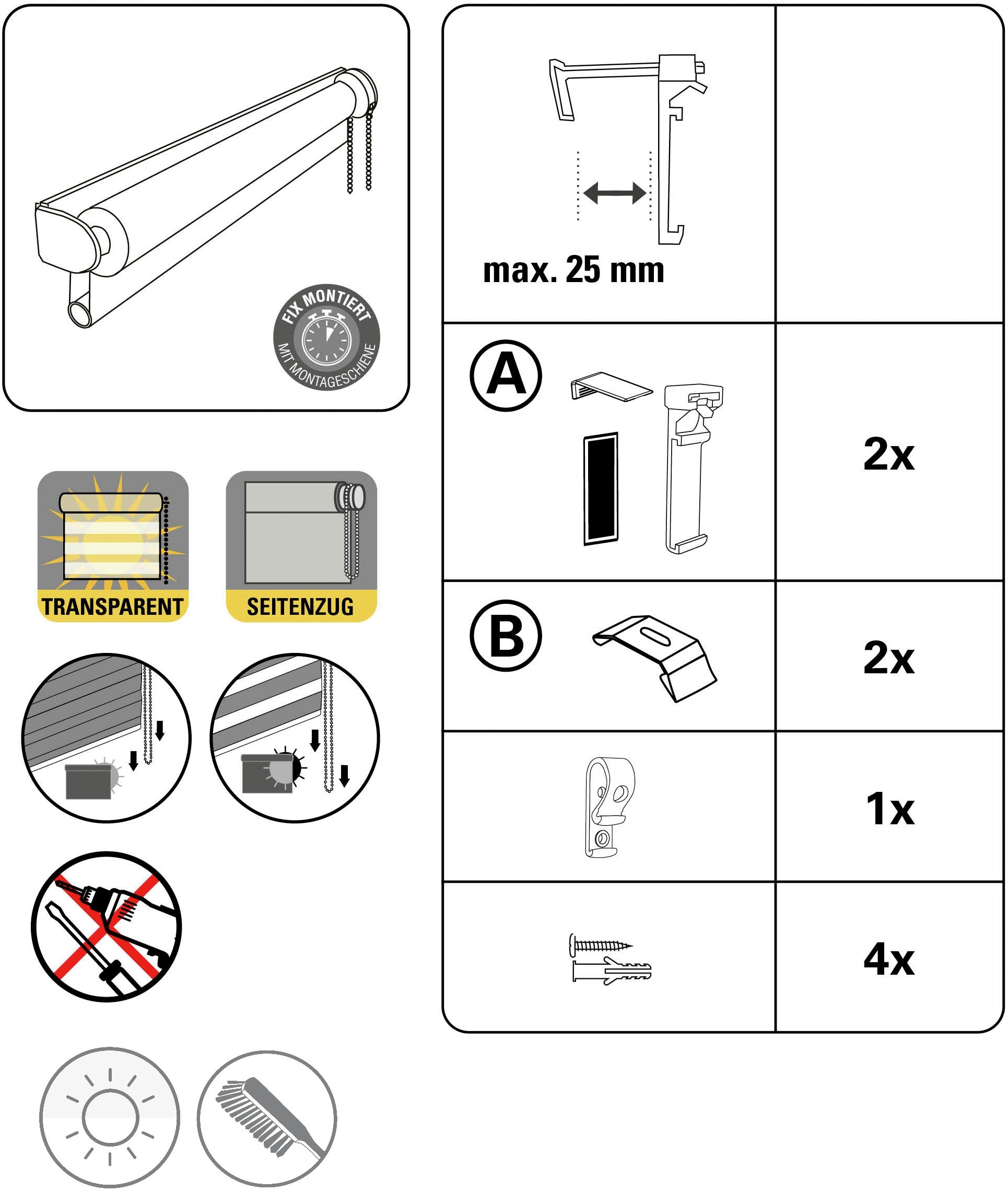 GARDINIA Store double »EASYFIX Doppelrollo mit Montageschiene« blickdicht Aucun perçage requis Schraubmontage möglich