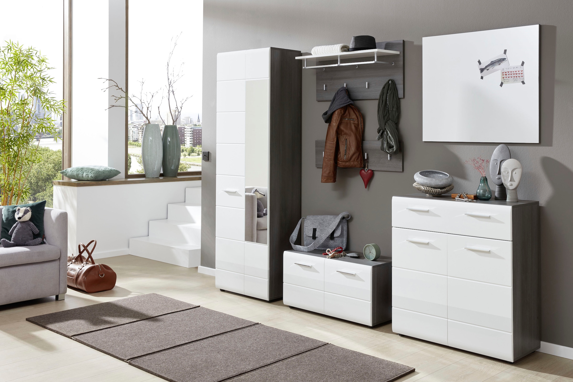 Home affaire Panneau de vestiaire »Sovana« 1 cuis tlg. Garderobenpaneel mit Ablage & Haken - (B/T/H) 80/28/40 cm