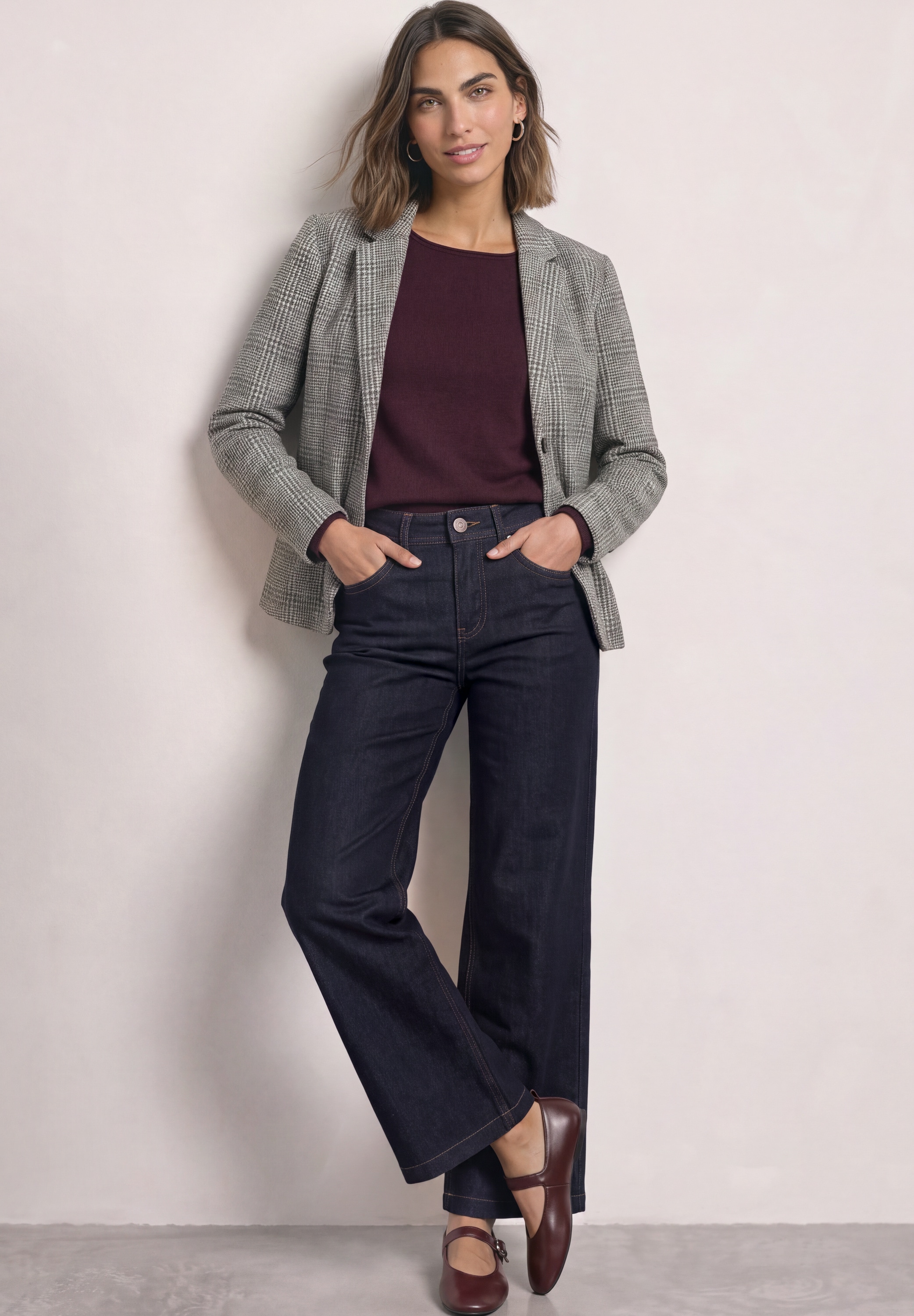 STREET ONE Veste blazer avec motif à carreaux et boutons