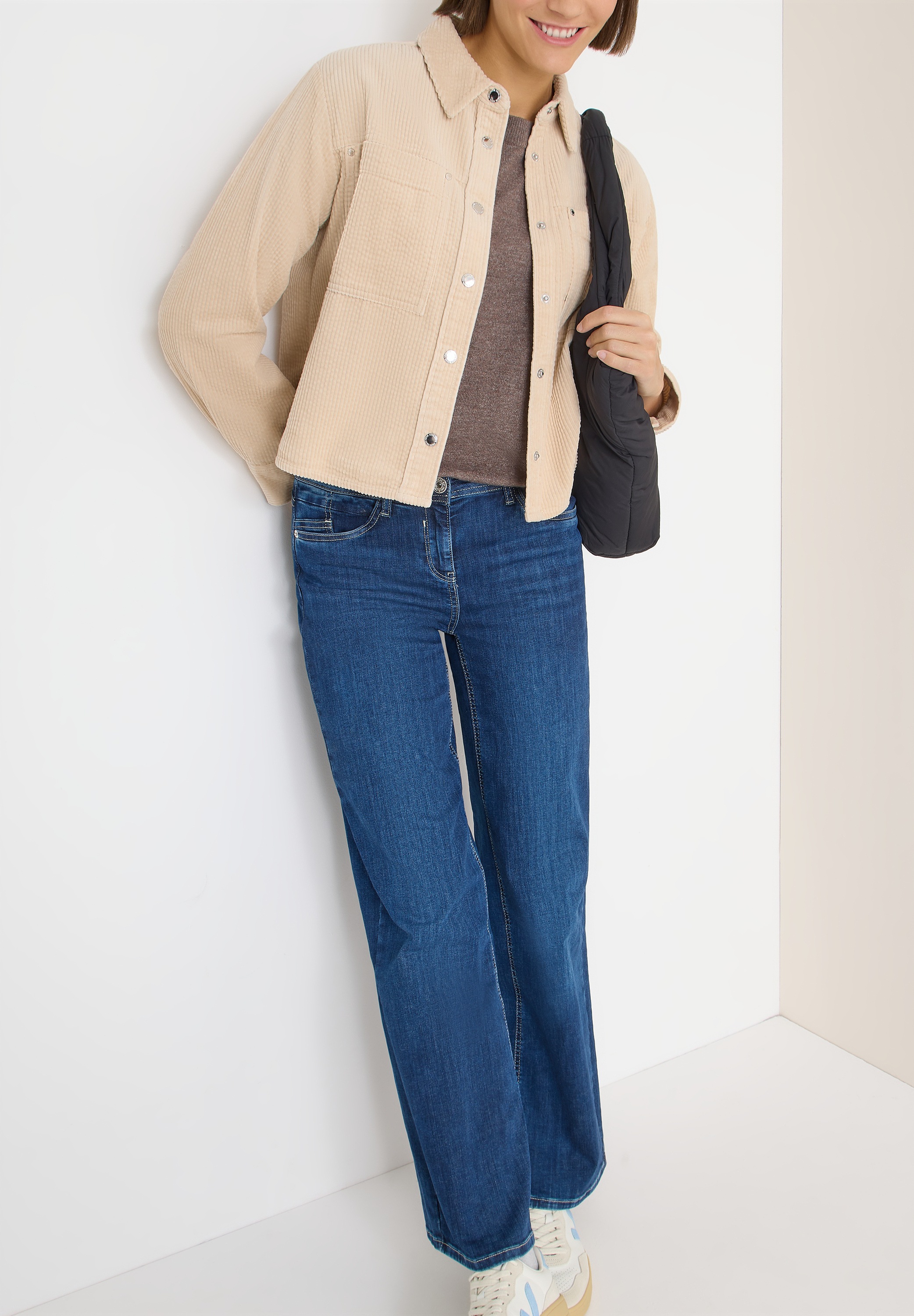 Cecil Veste chemisier ohne Kapuze Overshirt mit Knopfleiste, Cord