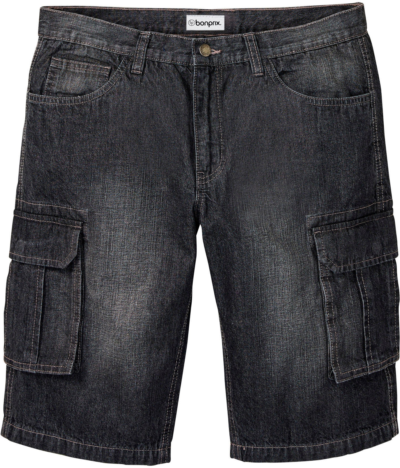 bonprix Bermudas  aus Baumwolle und Elasthan, Relaxed Fit, Cargo-Jeans-Design