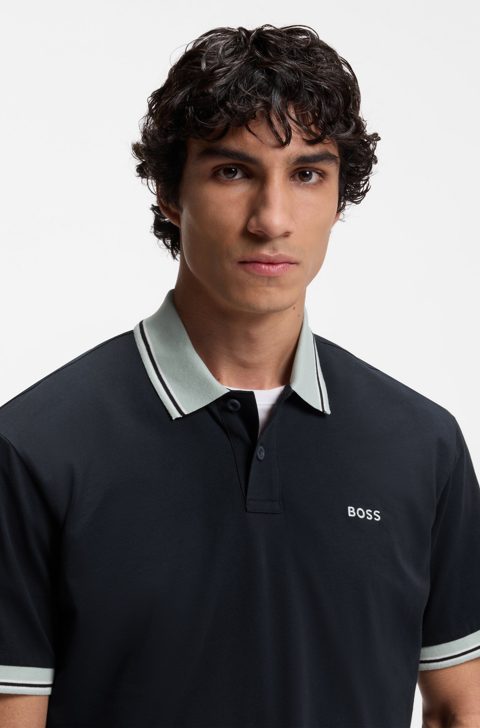 BOSS ORANGE Polo Relaxed Fit, coton pur, col et bord de manches contrastants