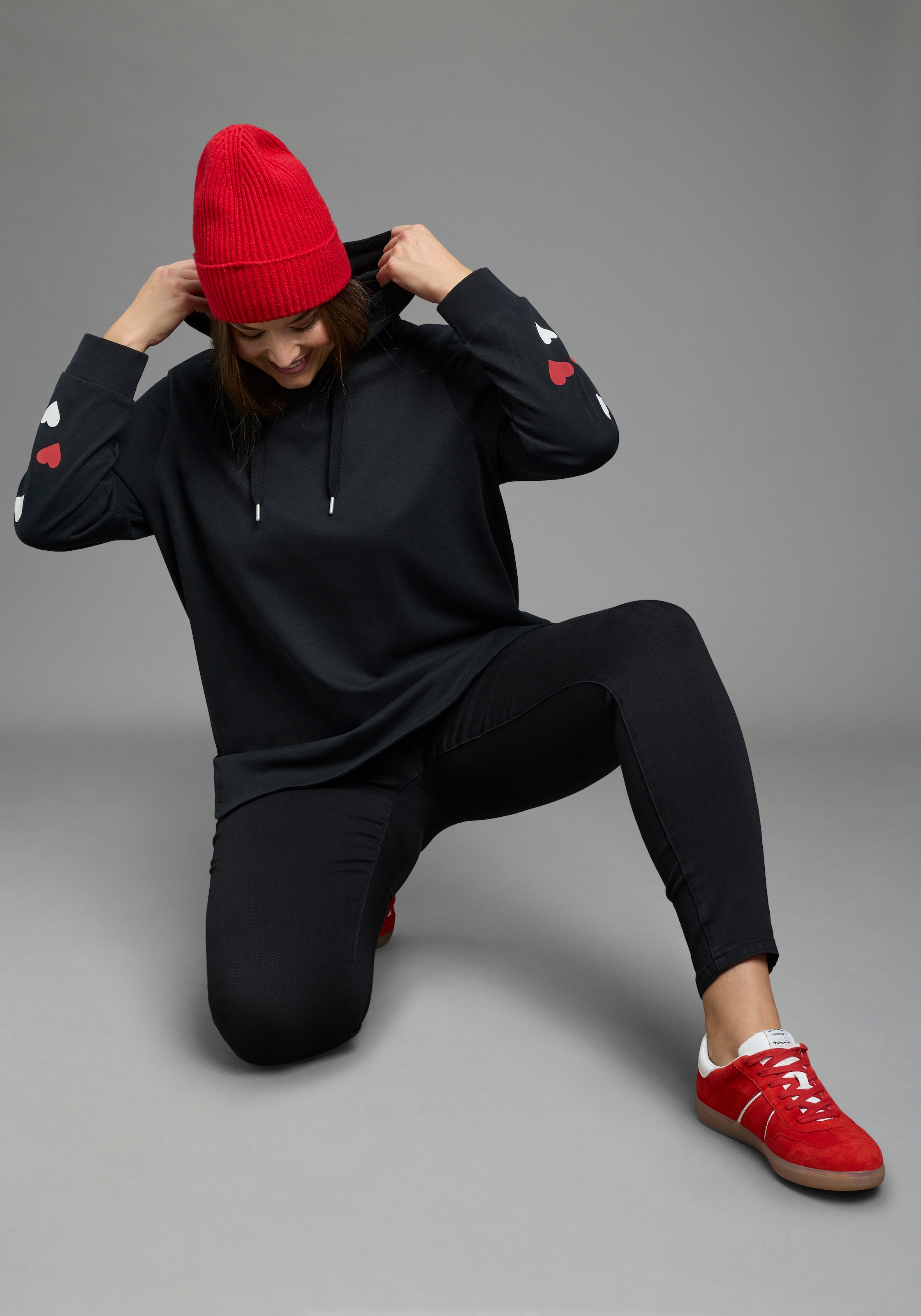 Laura Scott CURVE Sweat à capuche »Grosse Grössen«, en look oversize en coton doux
