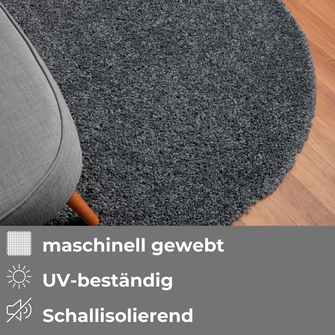 GOODproduct Hochflor-Teppich »Banji« rund 37 mm Höhe Uni Farben, weich und flauschig, auch als rechteckig erhältlich