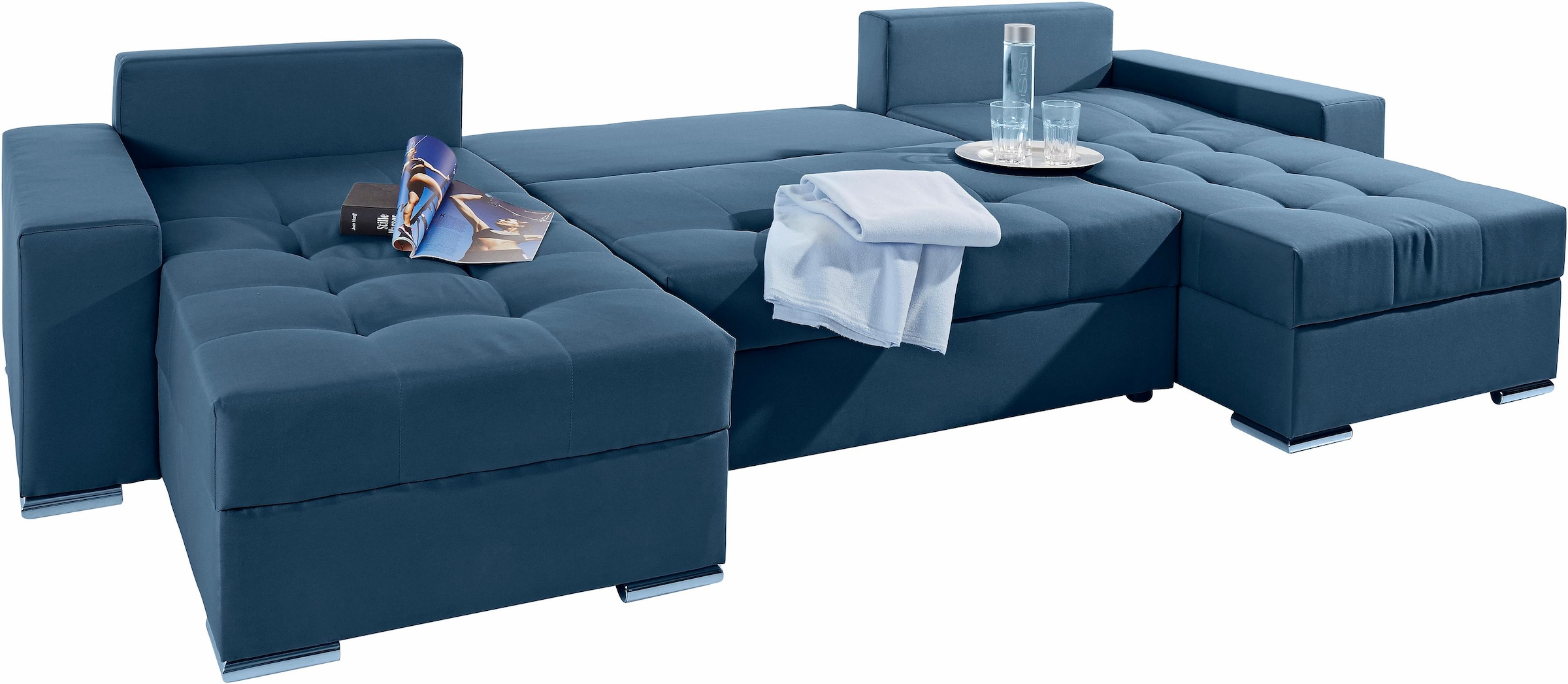 COLLECTION AB Paysage de salon »Josy XL U-Form, Breite: 313 cm« mit Bettfunktion, Bettkasten & 2 Zierkissen, Federkern