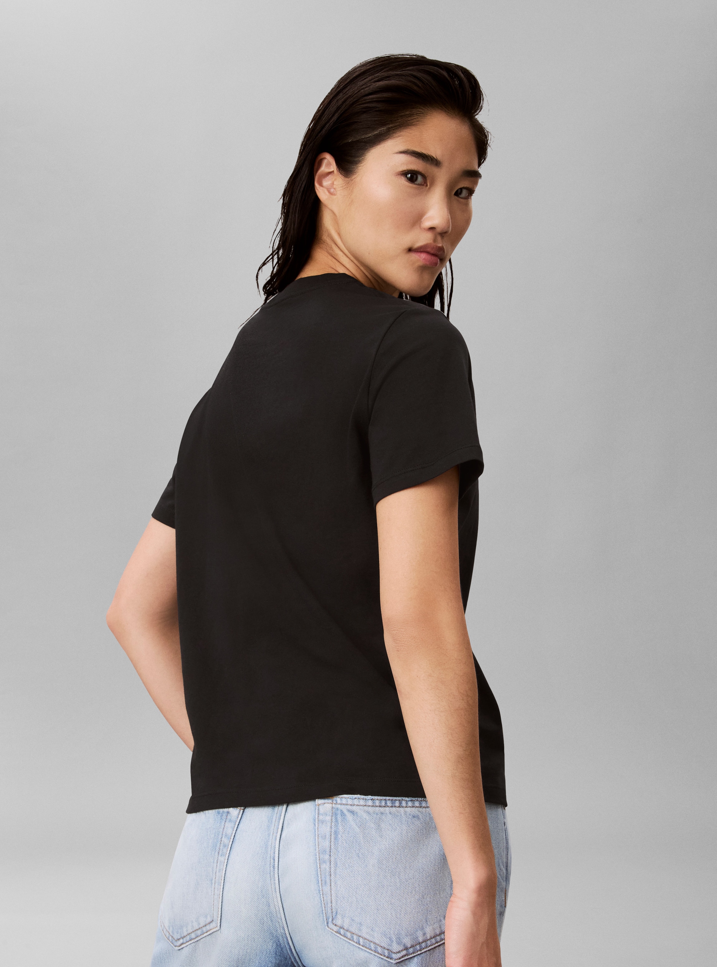 Calvin Klein Jeans T-shirt Logo pailleté, coupe régulière, col rond