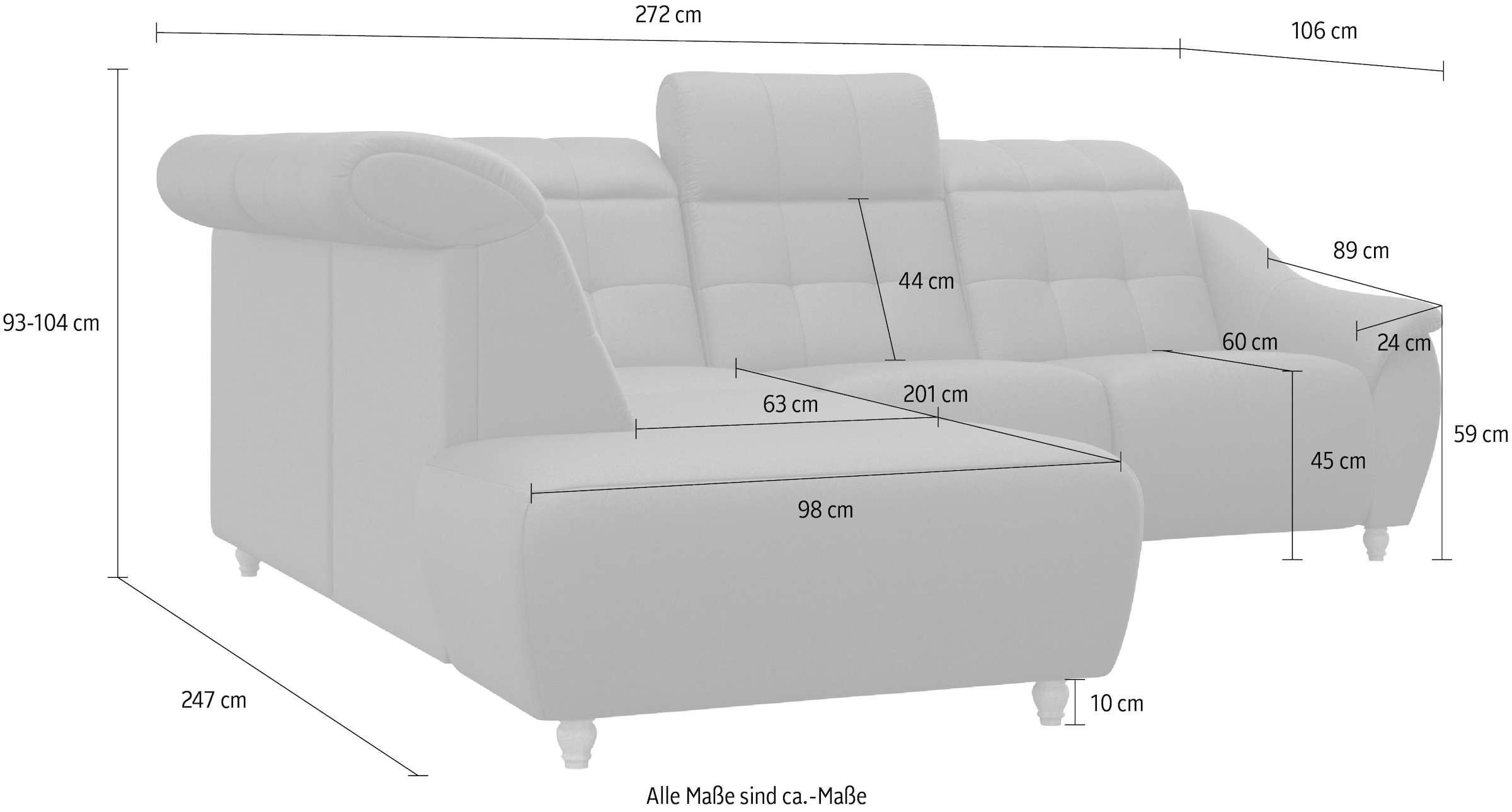 Home affaire Canapé d'angle »Boston L-Form« Kopfteilverstellung an jeder Sitzfläche, wahlweise Relaxfunktion