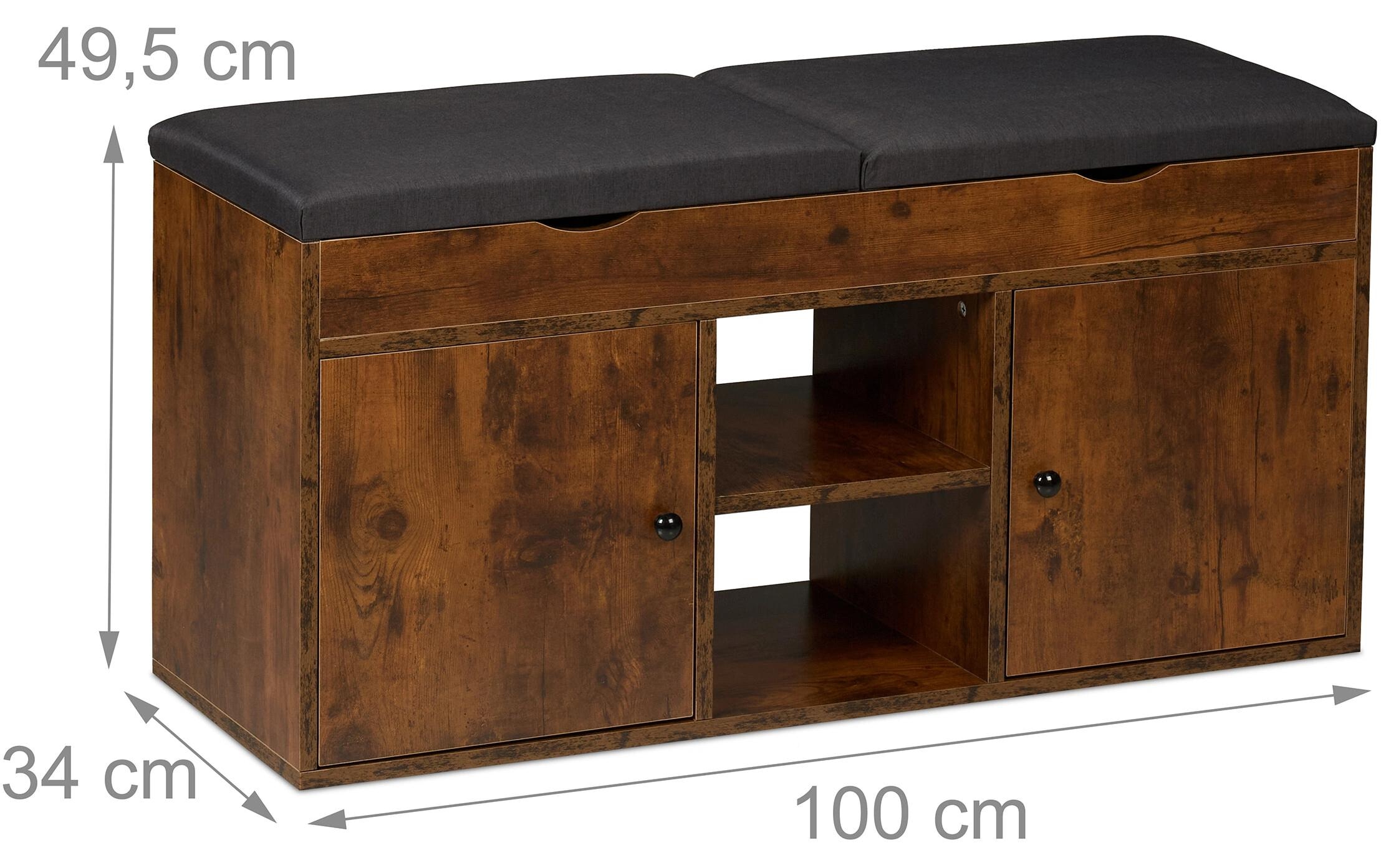 relaxdays Schuhschrank »mit Sitzfläche, 100 x 49.5 cm«