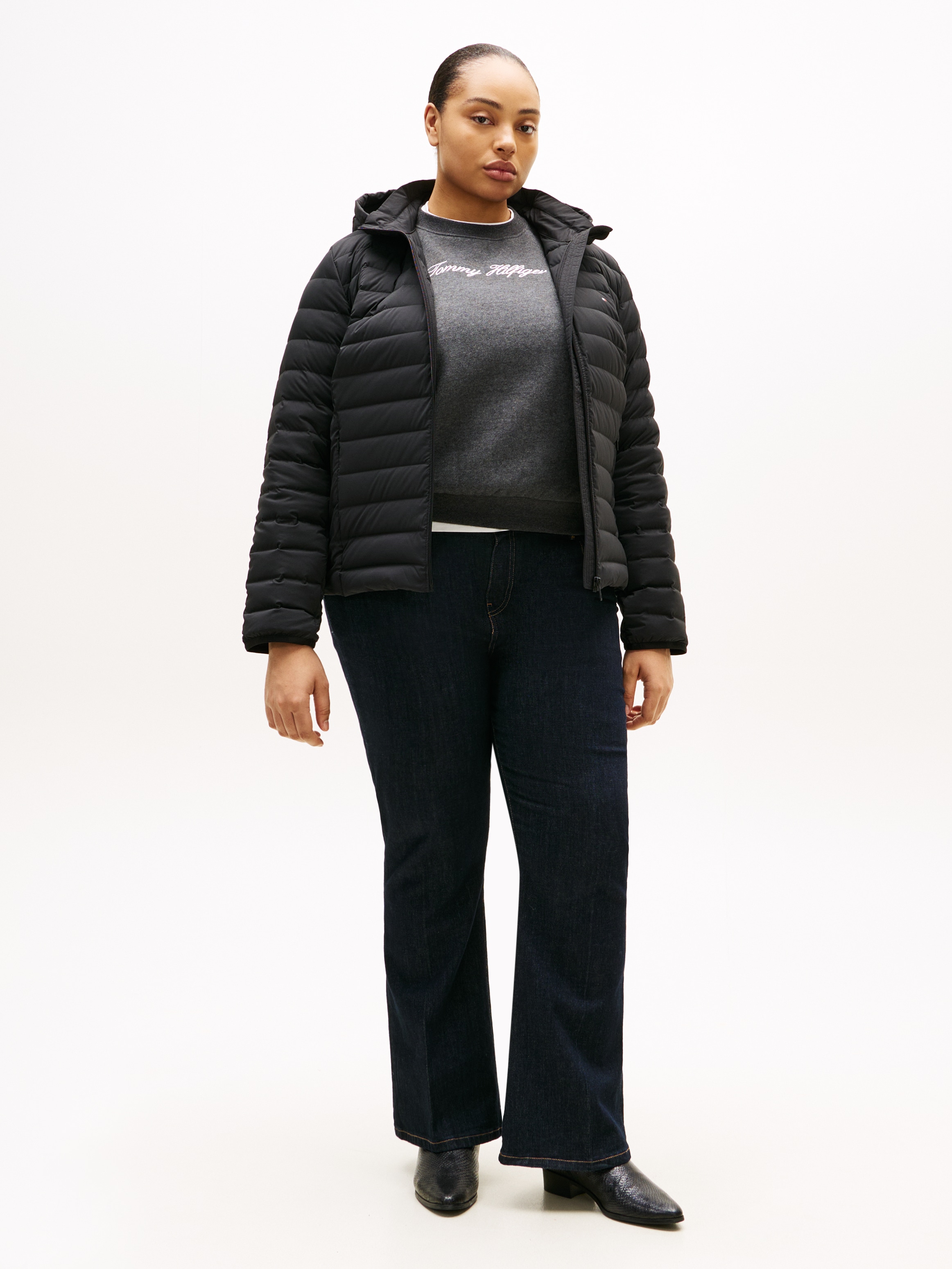Tommy Hilfiger Curve Steppjacke »CRV STRETCH NYLON LW DOWN JACKET« mit Kapuze in grossen Grössen