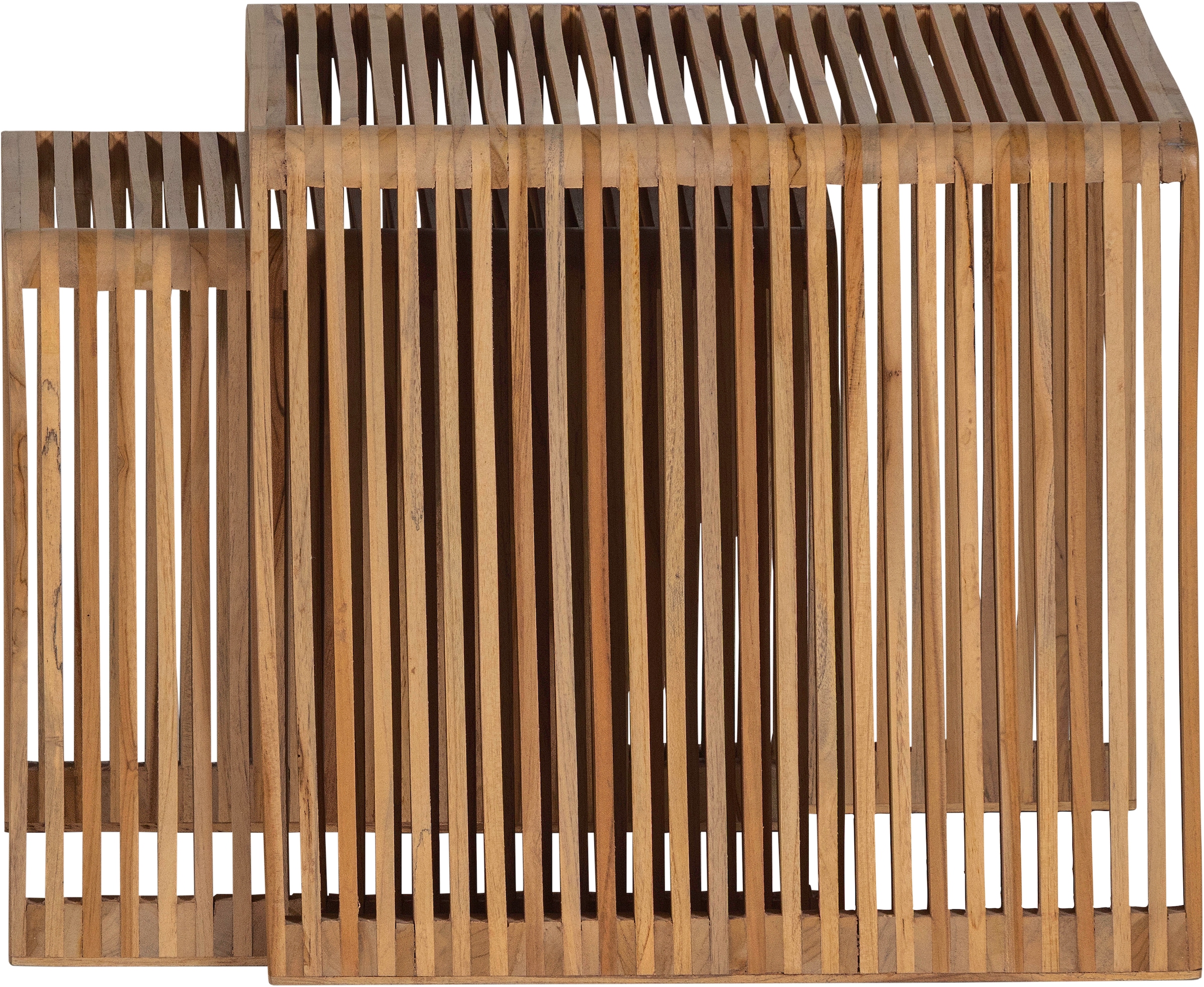 WOOOD Table d'appoint »Jasmijn aus recyceltem Teakholz als 2er-Set B 50 x T 45 x H 41 cm« Ensemble, 2 cuis tlg. lot de 2, surface facile d'entretien, usage exclusivement intérieur