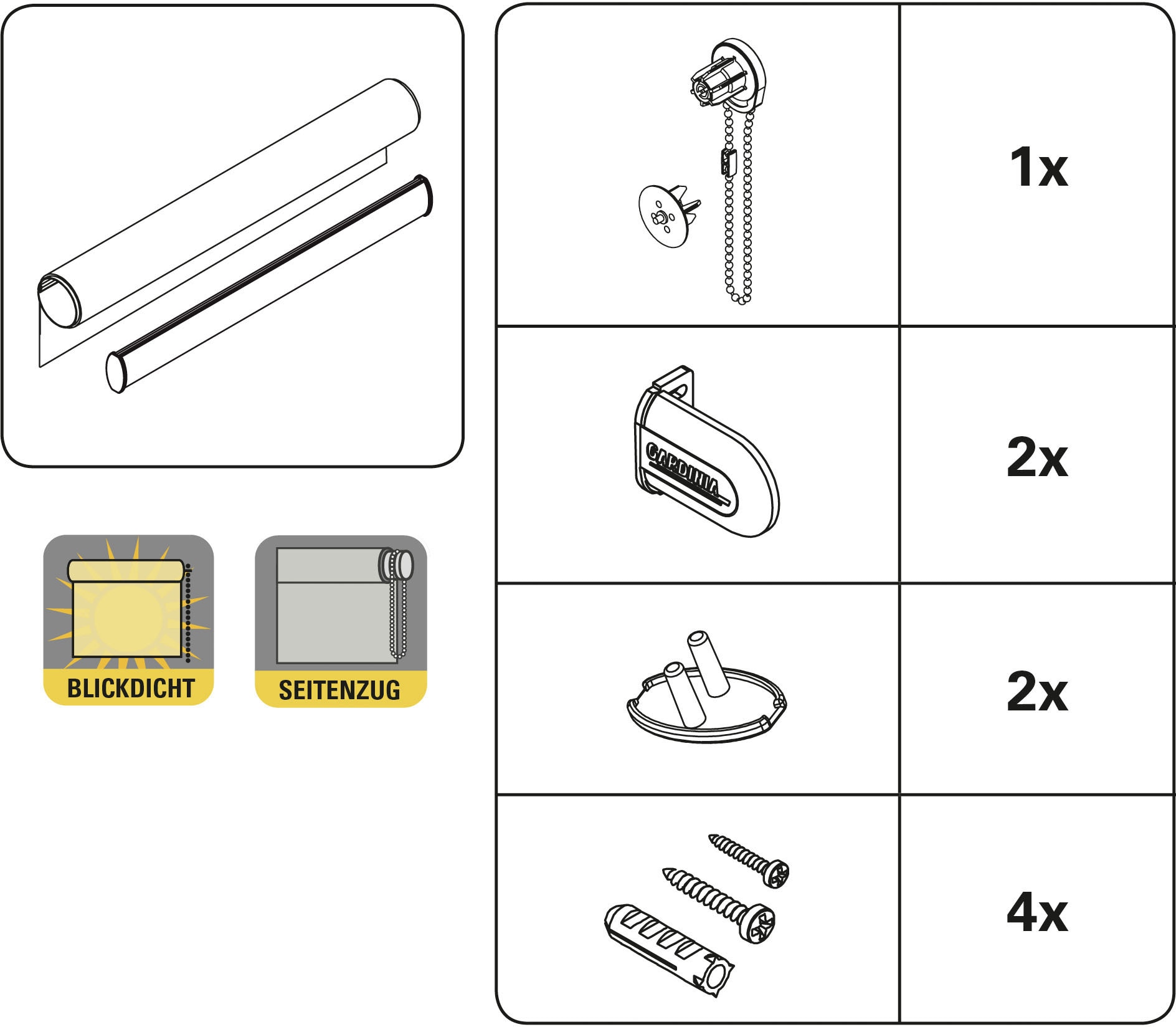 GARDINIA Seitenzugrollo »Uni-Rollo« Lichtschutz Sichtschutz mit Bohren freihängend 1 Stück, im Fixmass