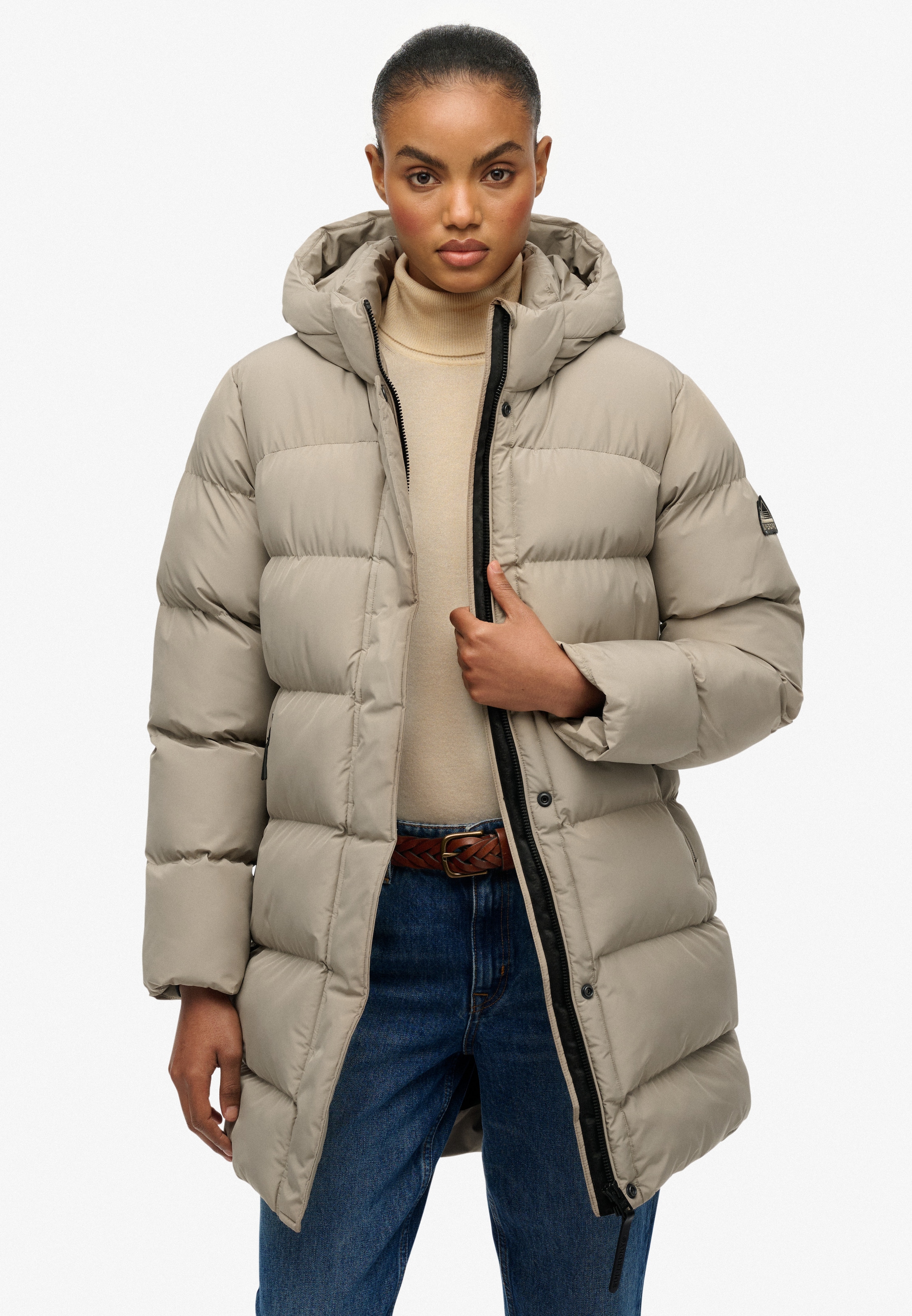 Superdry Steppjacke »HOODED SPORTS PUFFER MID JKT« mit Kapuze