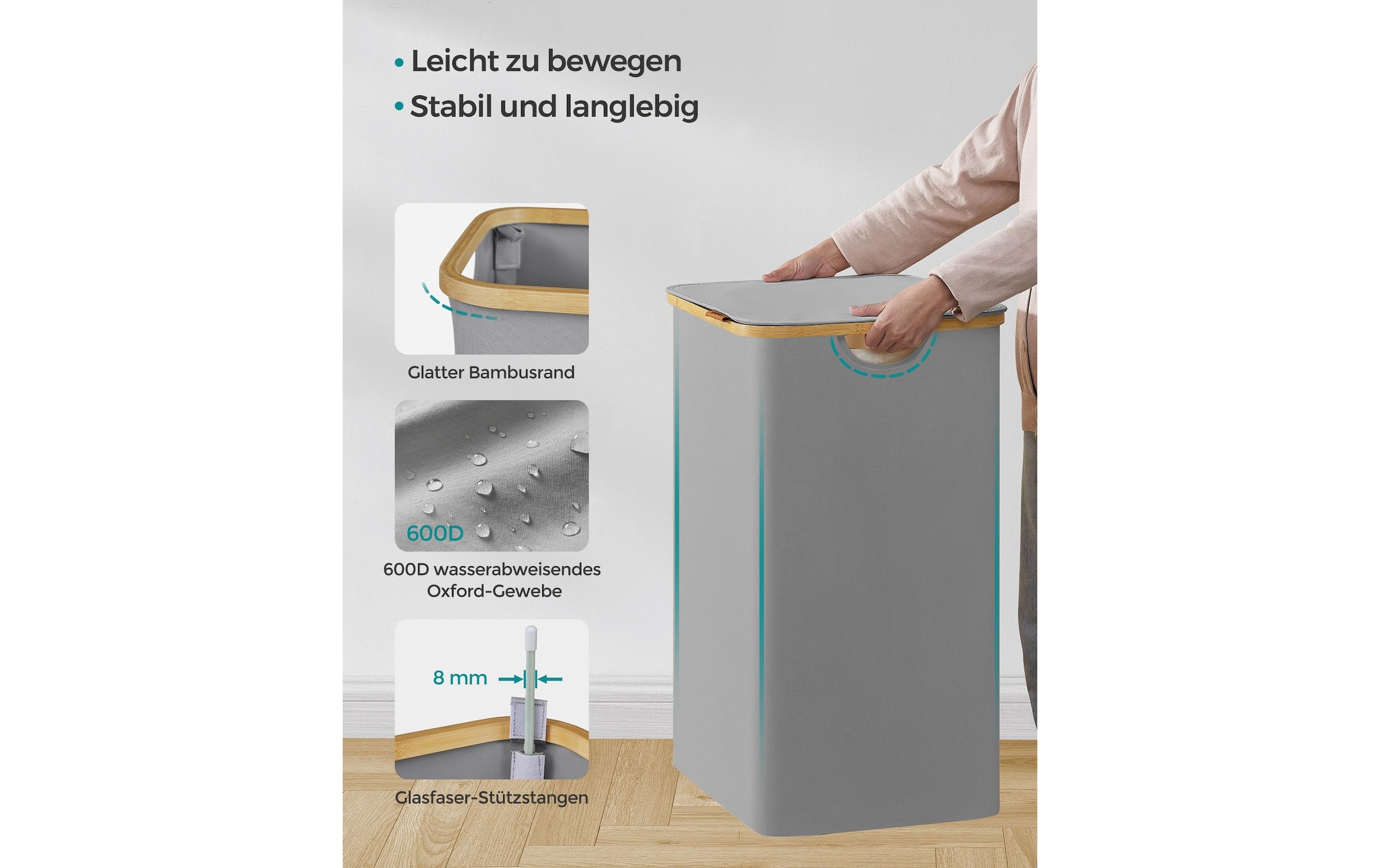 SONGMICS Wäschekorb »zusammenklappbar mit 2 Fächern 130 l«