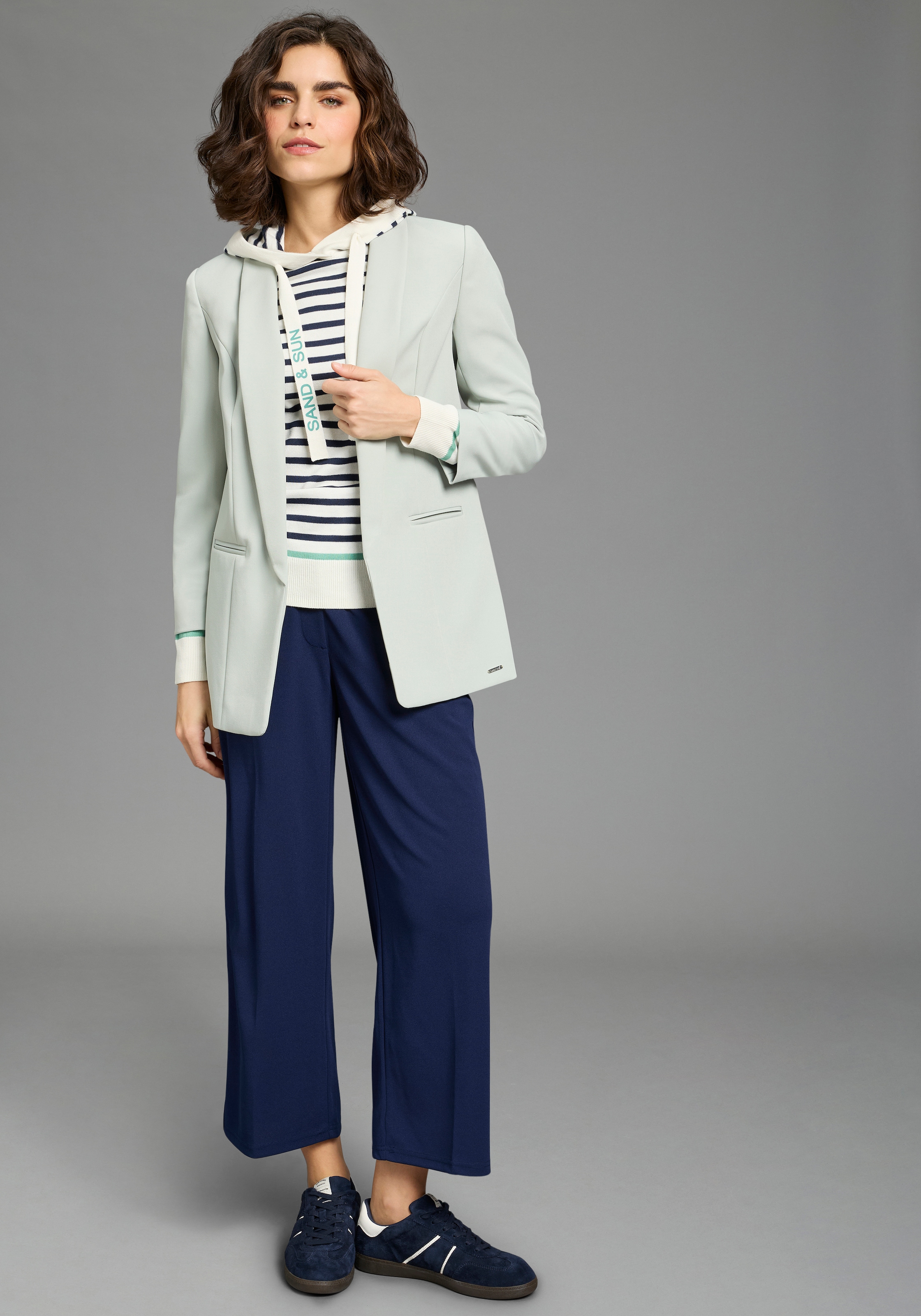 Laura Scott Pull à capuche leichter Übergangspullover mit modernen Streifen