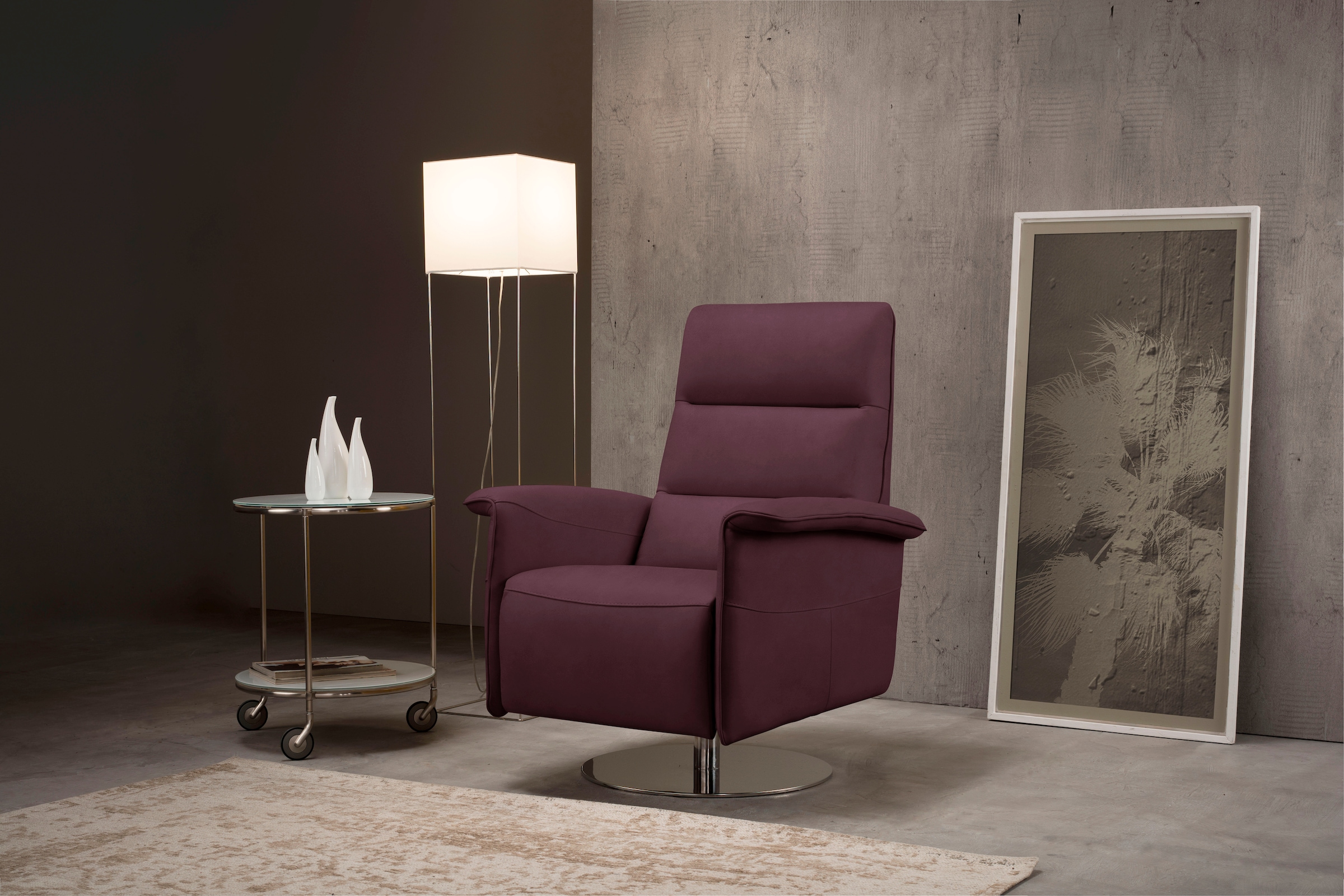 Egoitaliano Sessel »Kelly Designsessel, Clubsessel & Relaxsessel, bequem, zeitlos elegant« drehbar, manuelle Relaxfunktion mit Push-Back-Mechanismus
