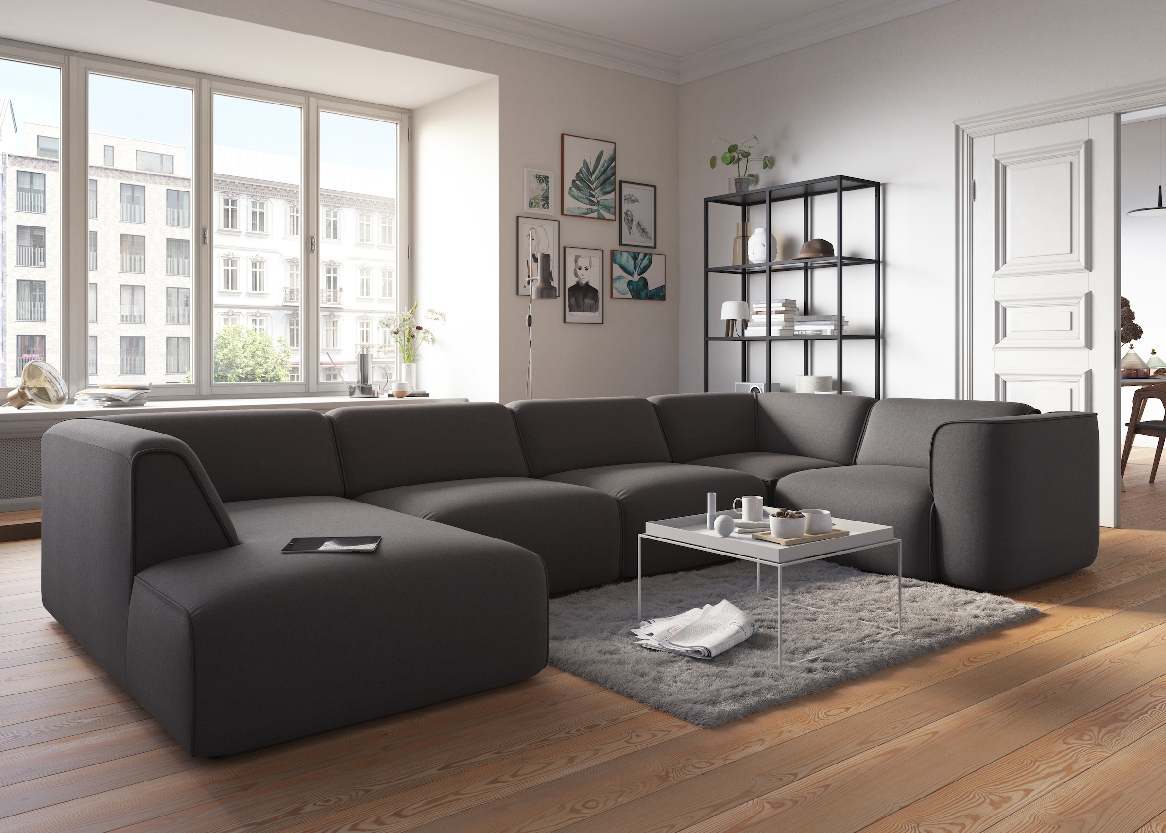 RAUM.ID Wohnlandschaft »Merid U-Form, jederzeit durch Module erweiterbar, B/T/H: 367/206/70 cm« als Modul oder separat verwendbar, für individuelle Zusammenstellung