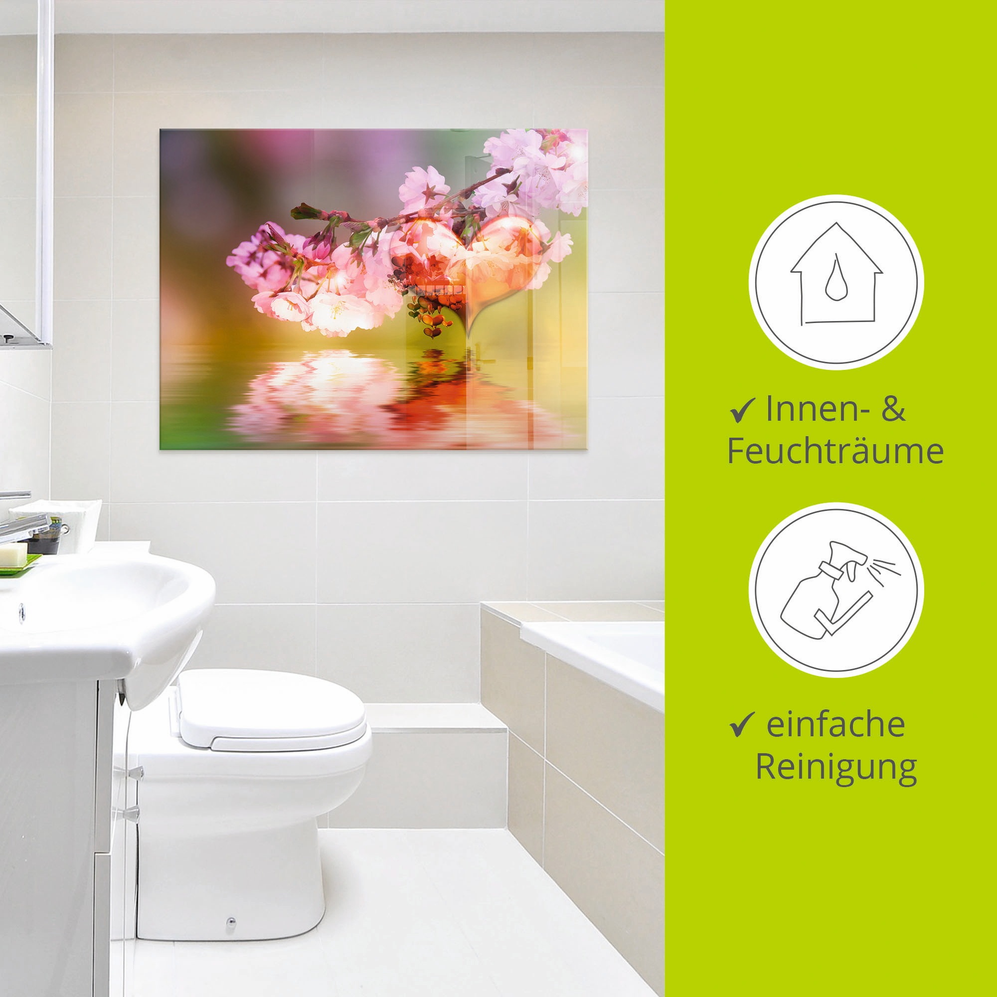 Artland Tableau en verre »Frühlingsherz« 1 cuis tlg. in verschiedenen Grössen