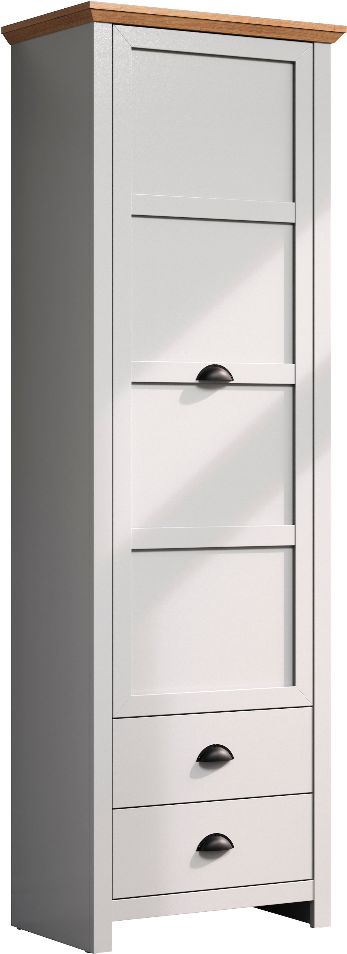 Home affaire Garderobenschrank »Herzwill« Kleiderschrank, grau, Eiche, Kleiderstange, B/H/T ca.: 65/201/41 cm