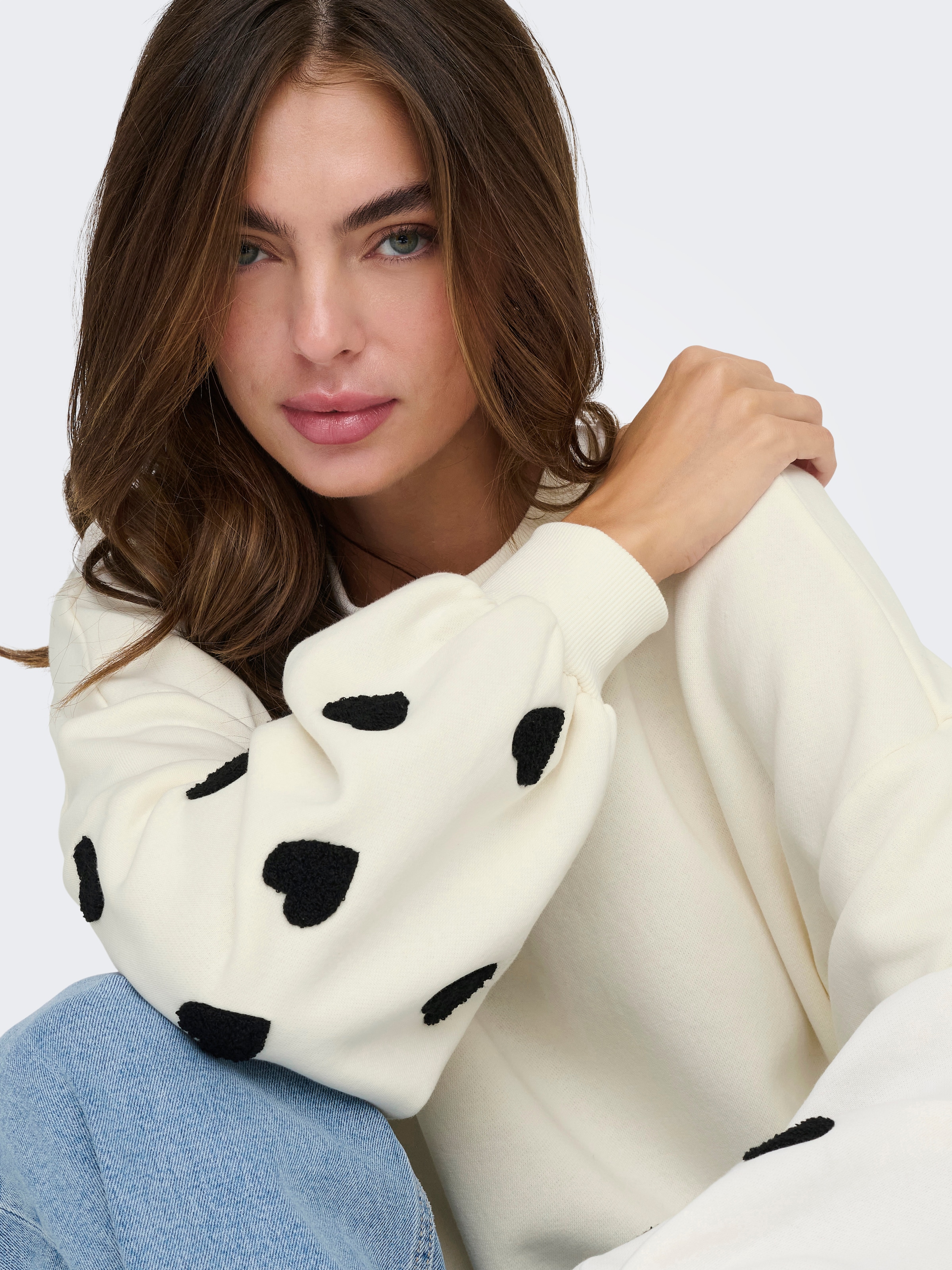 ONLY Sweat-shirt »ONLMACY L/S O-NECK BOX CC SWT«, mélange coton, coupe régulière
