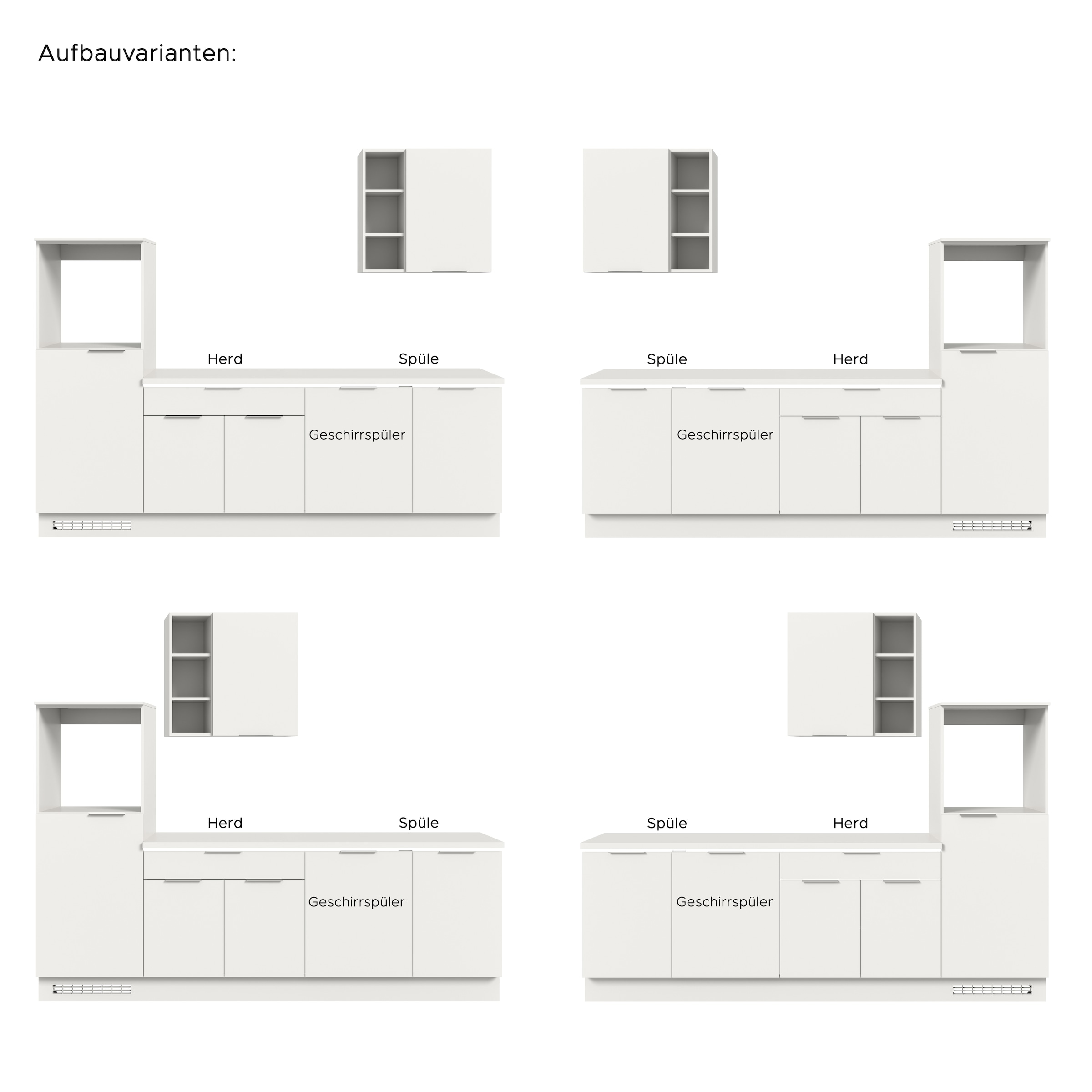 KOCHSTATION Kitchenette »KS-Lulea« Breite 260 cm, ohne E-Geräte, mit 3 cm starker Arbeitsplatte