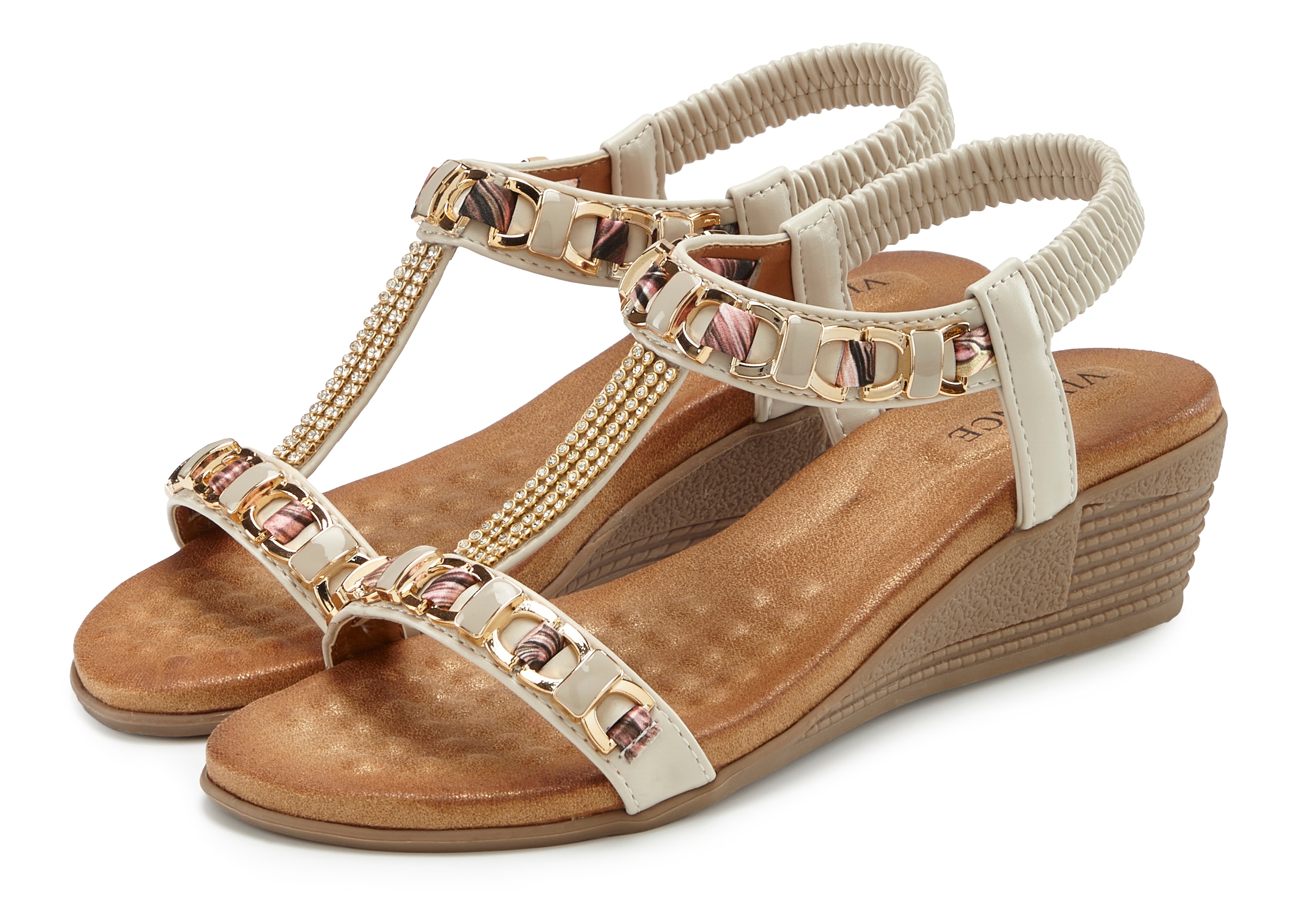 Vivance Sandalette »Sommerschuh, offener Schuh, Sandale, Keilsandalette,«  mit elastischen Riemchen und Keilabsatz