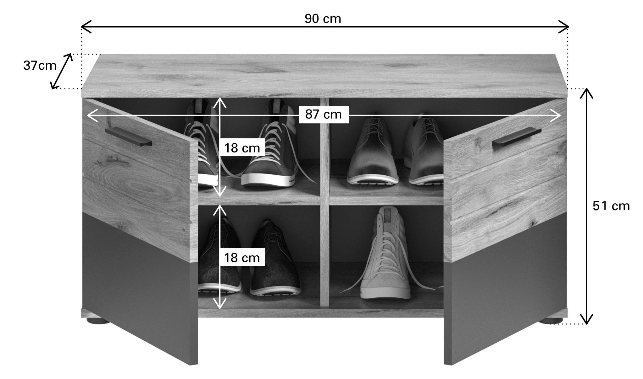 Home affaire Garderoben-Set »Riga, Breite 175 cm, hochwertige Rillenfräsung, 3-teilig, best. aus:« Set, 3 Stk. tlg.