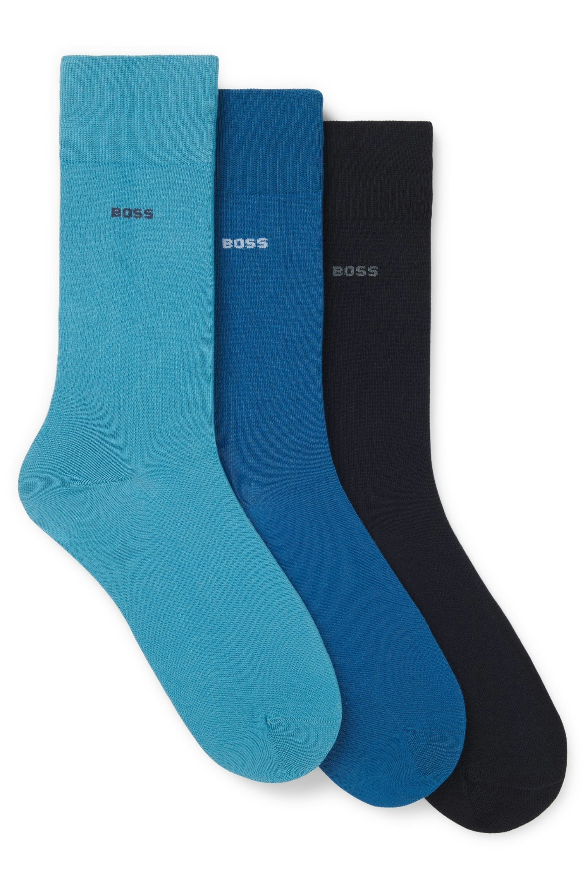 BOSS Chaussettes d'affaires »3P RS Uni CC« 3 Couple tlg. hauteur moyenne, renforts au niveau des orteils et du talon