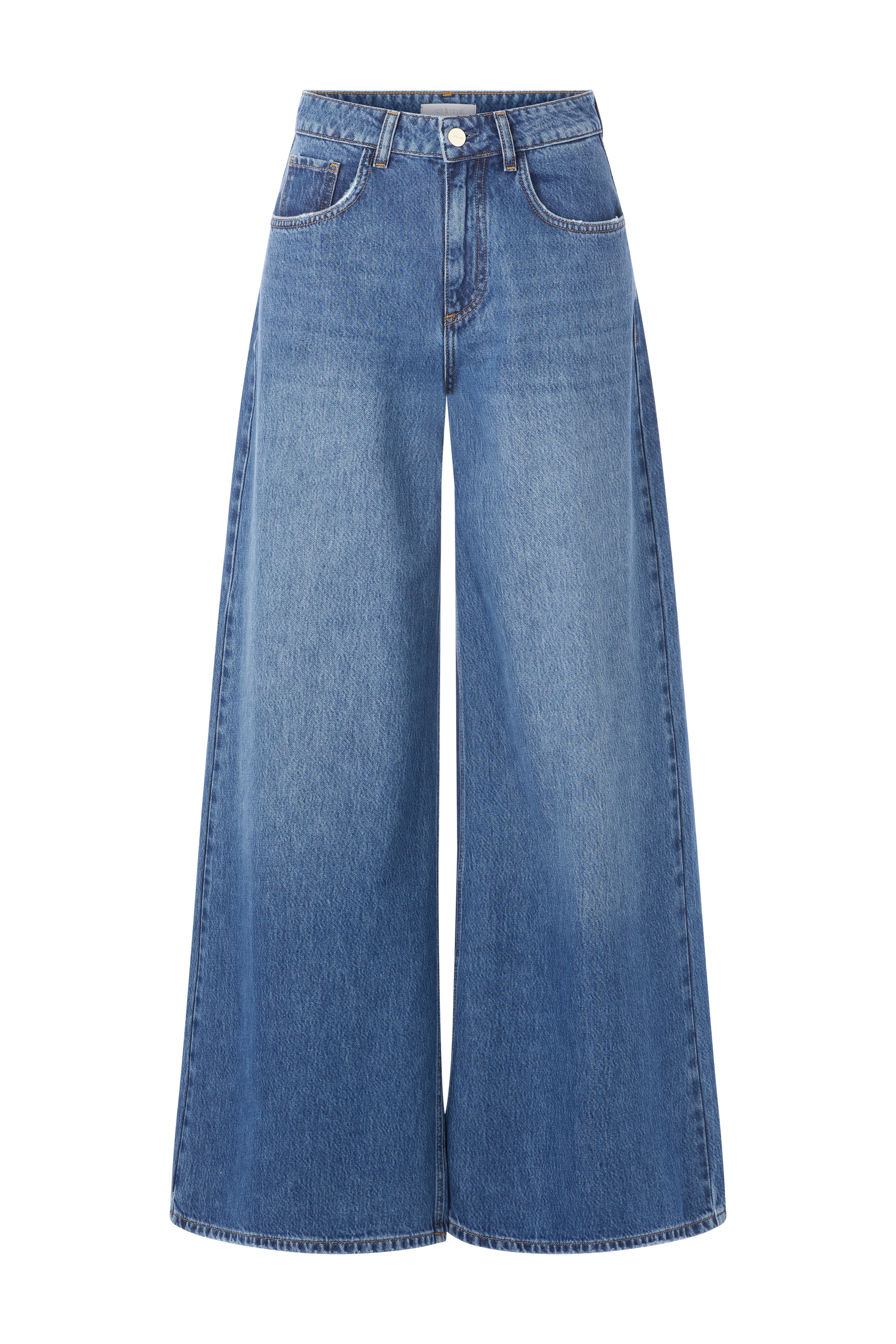 RICHROYAL Weite Jeans mit hohem Bund, dezente Waschung