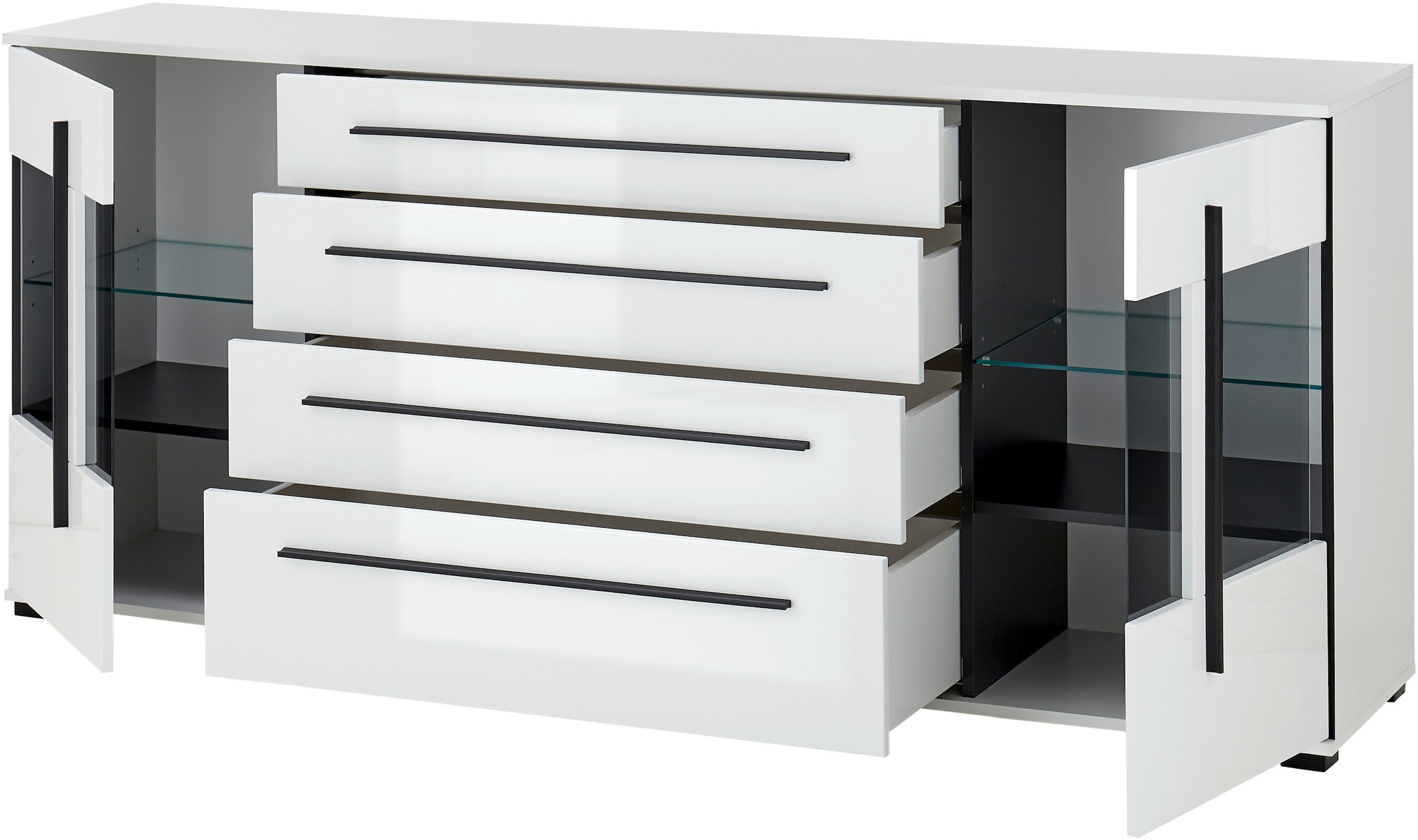 Home affaire Sideboard »Cantara, moderner Schrank, Kommode in Eiche Evoke oder weiss« schwarze Stangengriffe, ausreichend Stauraum, vielseitig einsetzbar