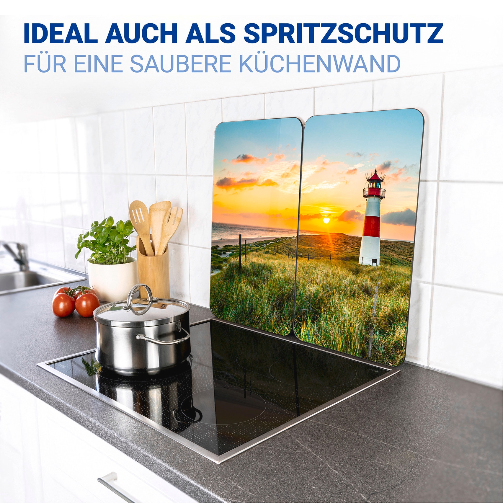 WENKO Herd-Abdeckplatte »Universal Modell Leuchtturm« Herdabdeckung für alle Herdarten, kratzfest, mit rutschfesten Füssen