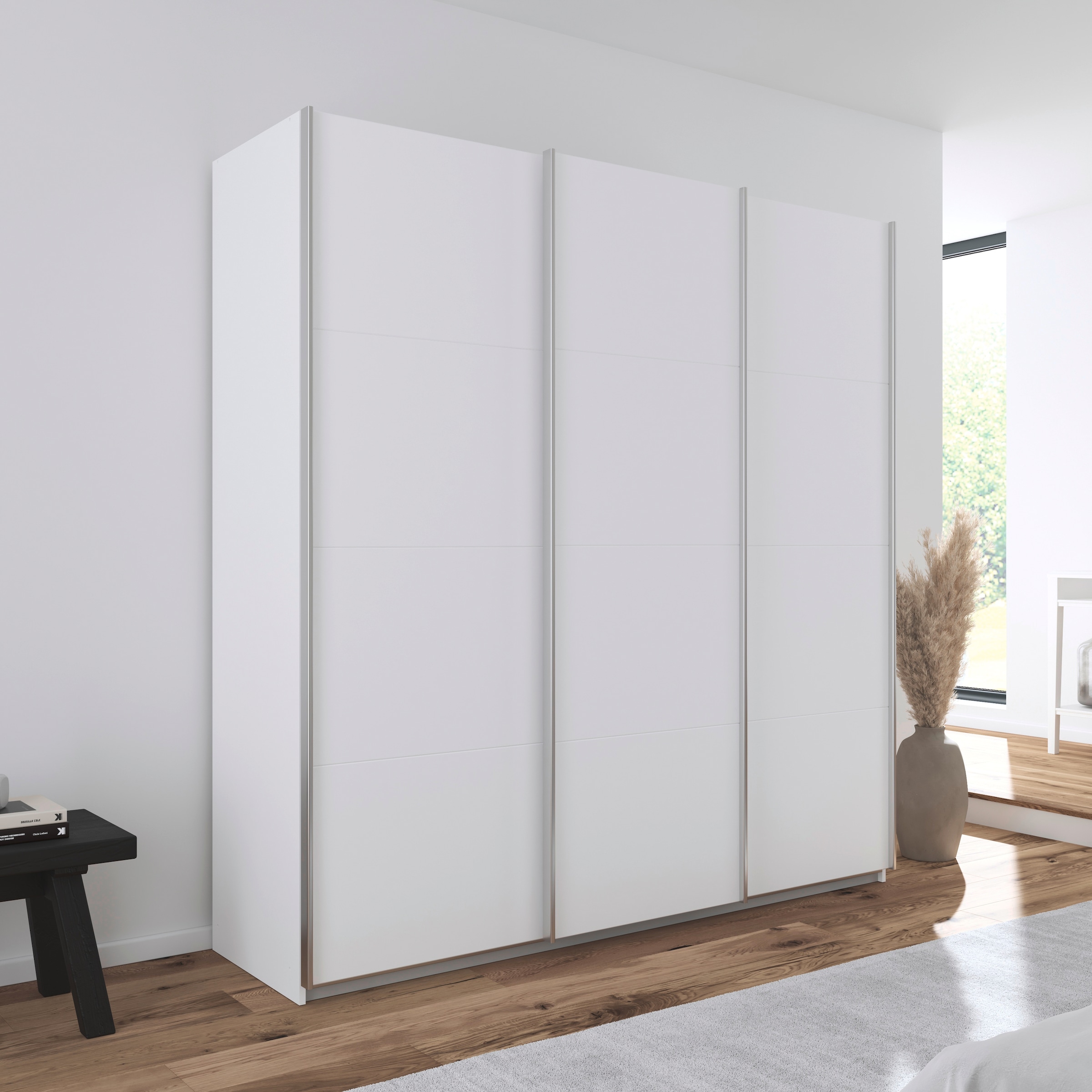 GOODproduct Schwebetürenschrank »Kleiderschrank Schrank Garderobe AGORDO mit Dekor- oder Hochglanzfront« Breiten 203/271/315/360 cm in drei Griff-Farben - NEU: Farbe SCHWARZ,  in 4 Breiten und 2 Höhen MADE IN GERMANY