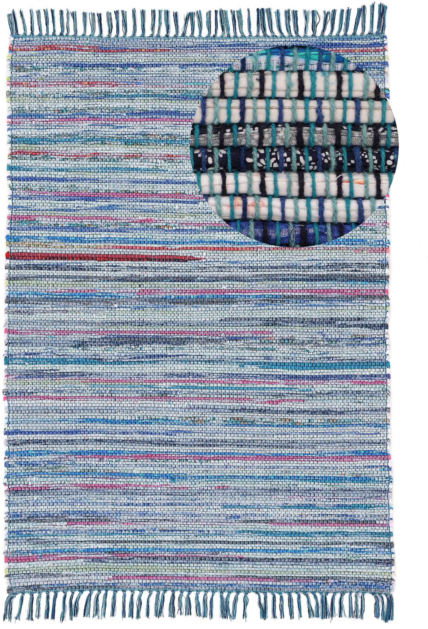 carpetfine Teppich »Kelim Chindi , Wendeteppich« rechteckig 6 mm Höhe handgewebt, Fleckerlteppich mit Fransen, auch vielen in Läufergrössen