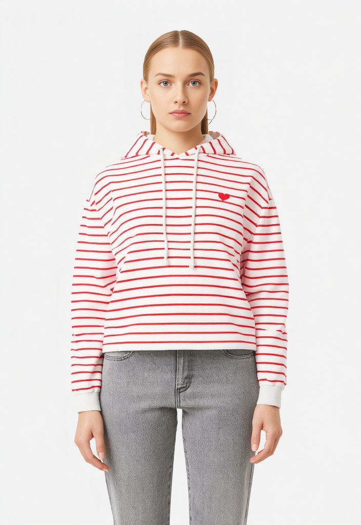 pieces Sweat à capuche »PCCHILLI LS HOODIE STRIPES EMB NOOS BC«, Baumwollmischung, regular fit
