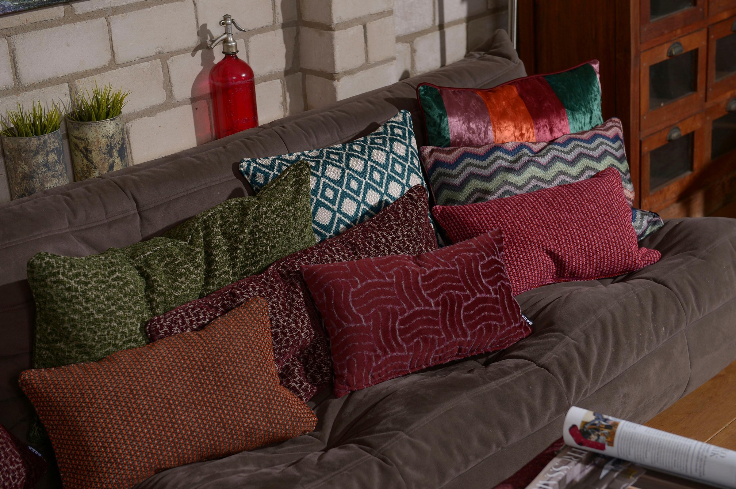 H.O.C.K. Dekokissen »Porono Ice Velvet« mit bunten Streifen, Wendekissenhülle mit Füllung, 1 Stück