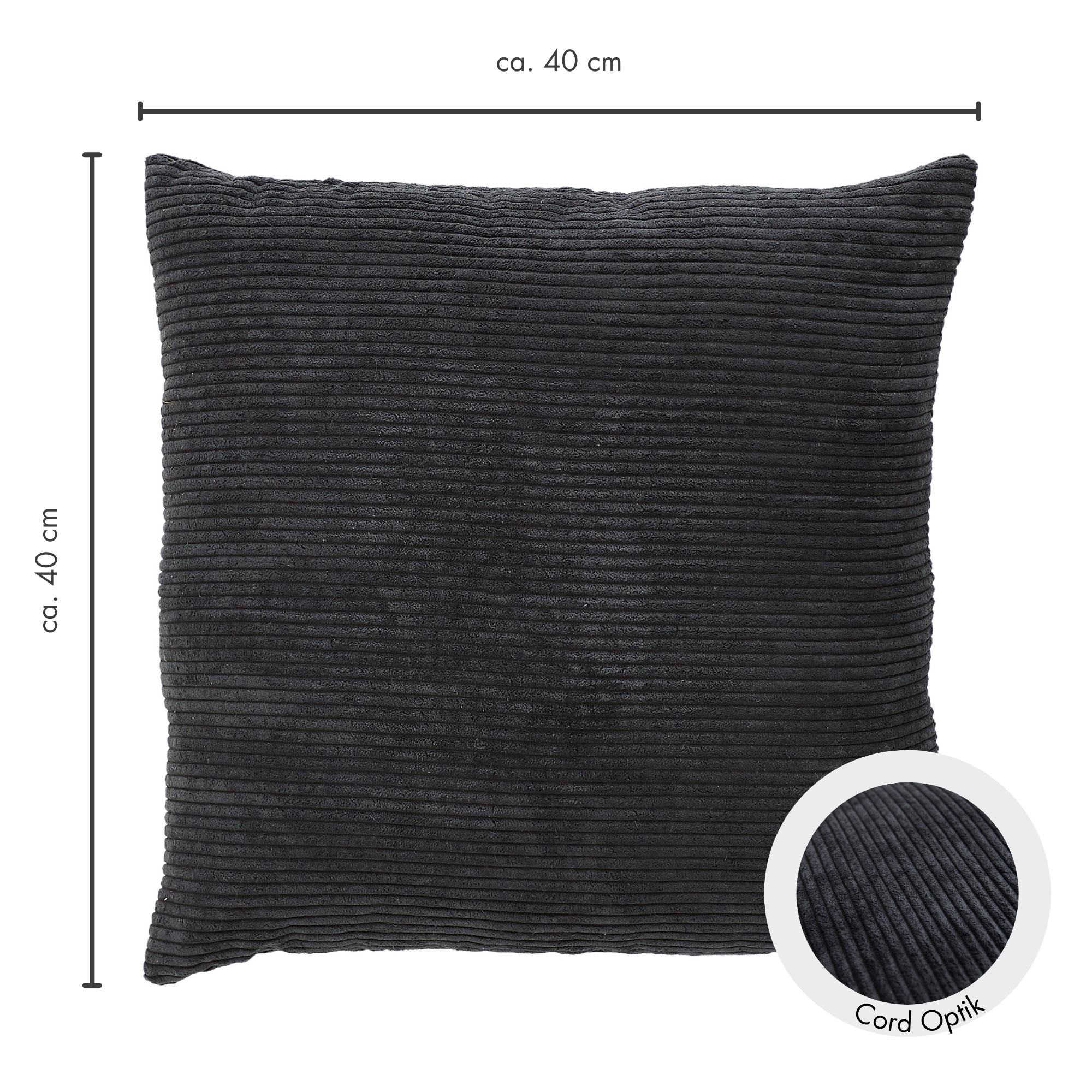 Andiamo Coussin décoratif »Cord Kissen Emy, Kissenhülle mit Füllung« coussin de canapé, carré, 40x40 ou 30x50 cm, également disponible en lot de 4