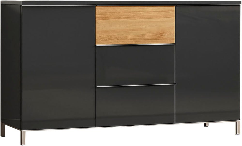 GOODproduct Buffet »Onyx, Kommode mit 3 Schubladen und 2 Türen,  UV Lackierung Hochglanz« Matériau bois certifié FSC®,  commode combinée avec fonction soft-close, dimensions (L/P/H) 152/45/88cm