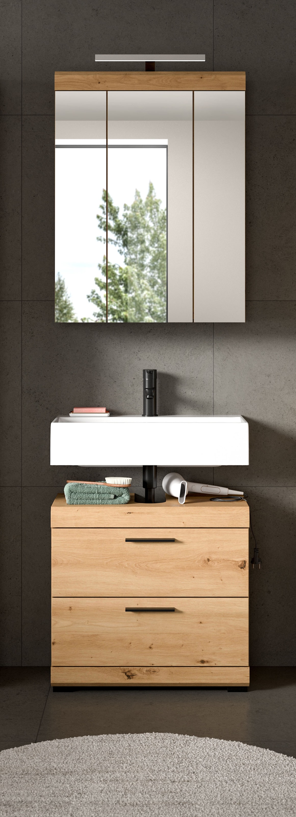 welltime Ensemble de meubles de salle de bain »SIENA, 2 teilig, inklusive LED Beleuchtung, bestehend aus:« Ensemble, BEST-SELLER !, 2 cuis tlg.