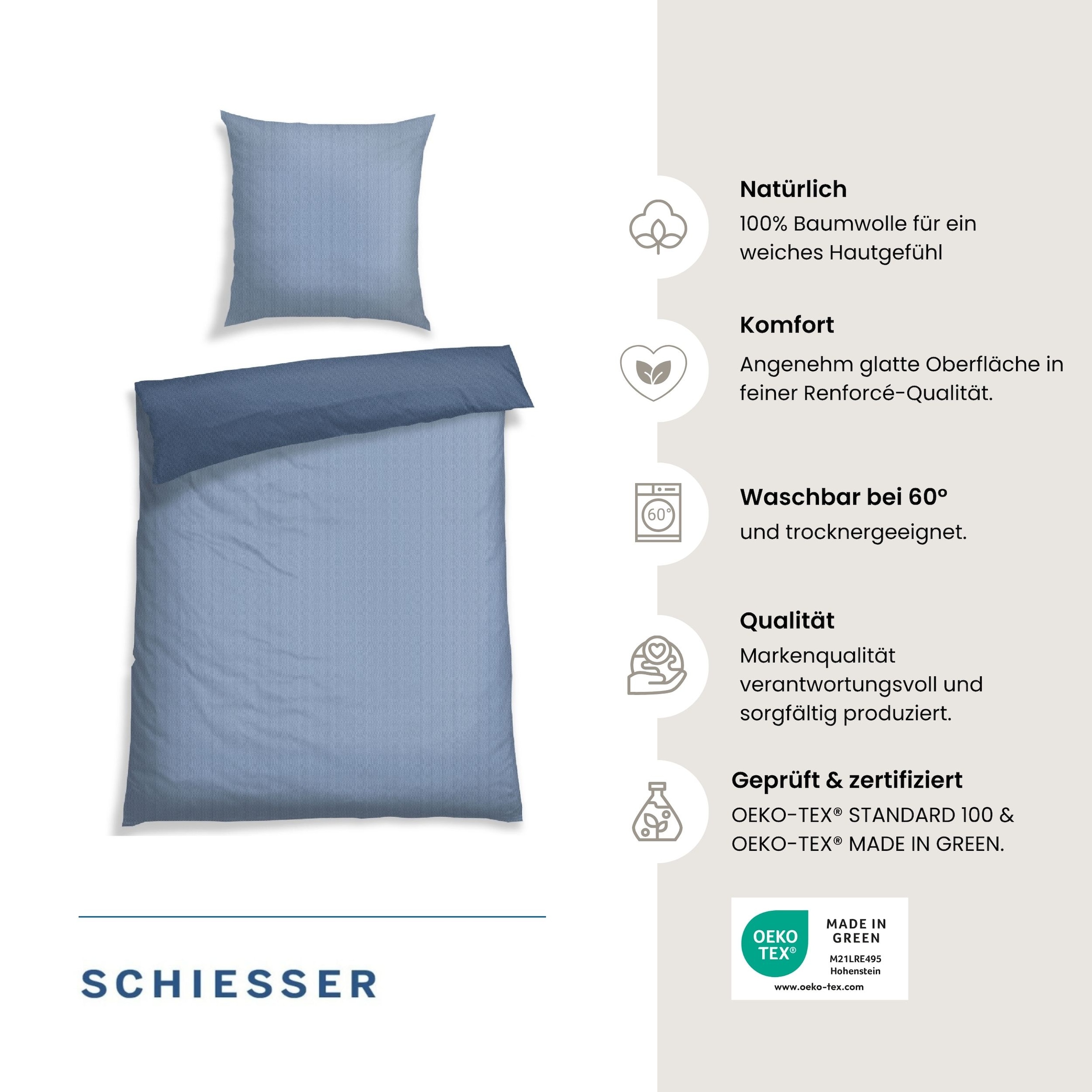 Schiesser Linge de lit »Silva in einem simplen Minimaldessin in angesagter Strickoptik« 2 cuis MADE IN GREEN by OEKO-TEX®