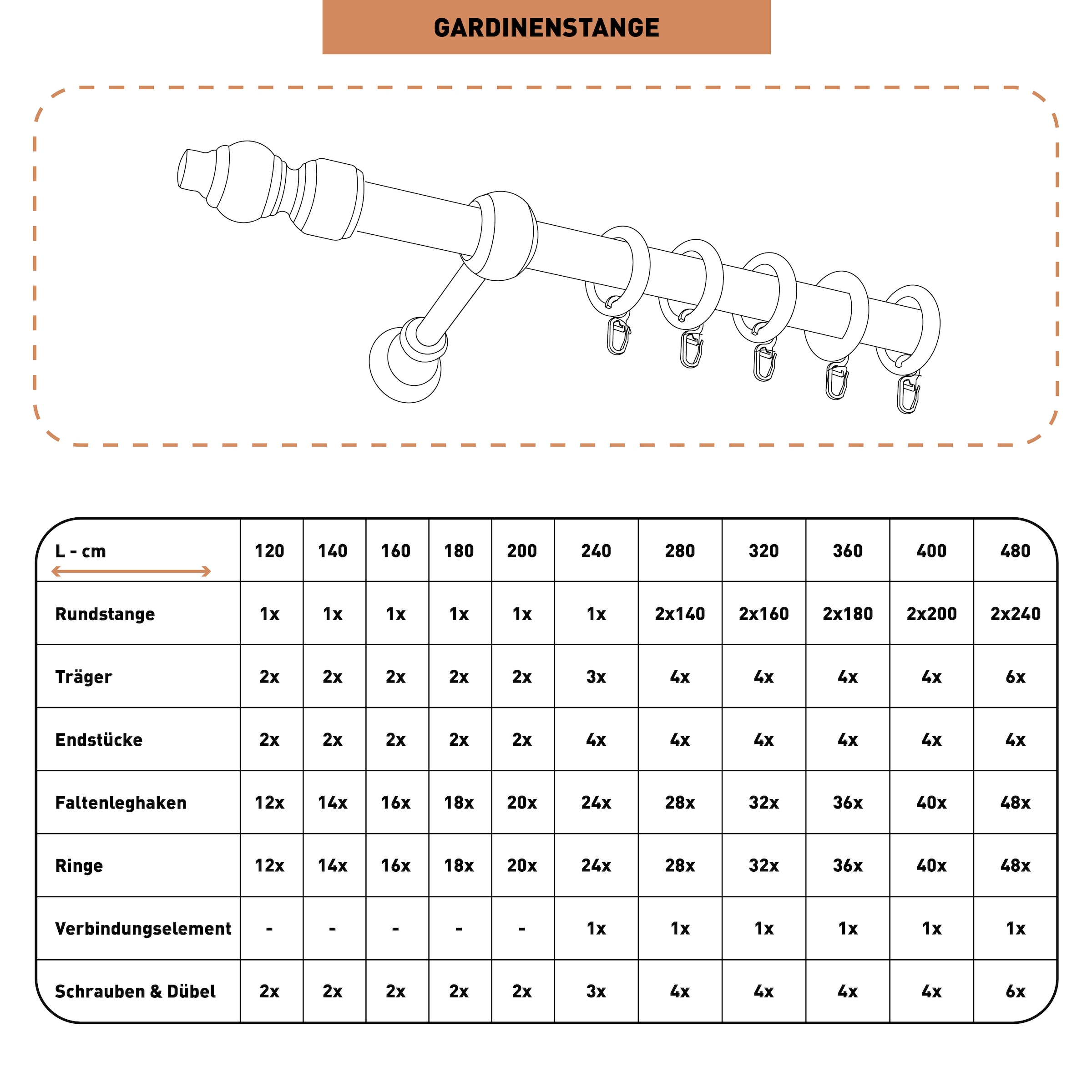 SN DECO GROUP Gardinenstange »Filigrano« 1 läufig-läufig Fixmass