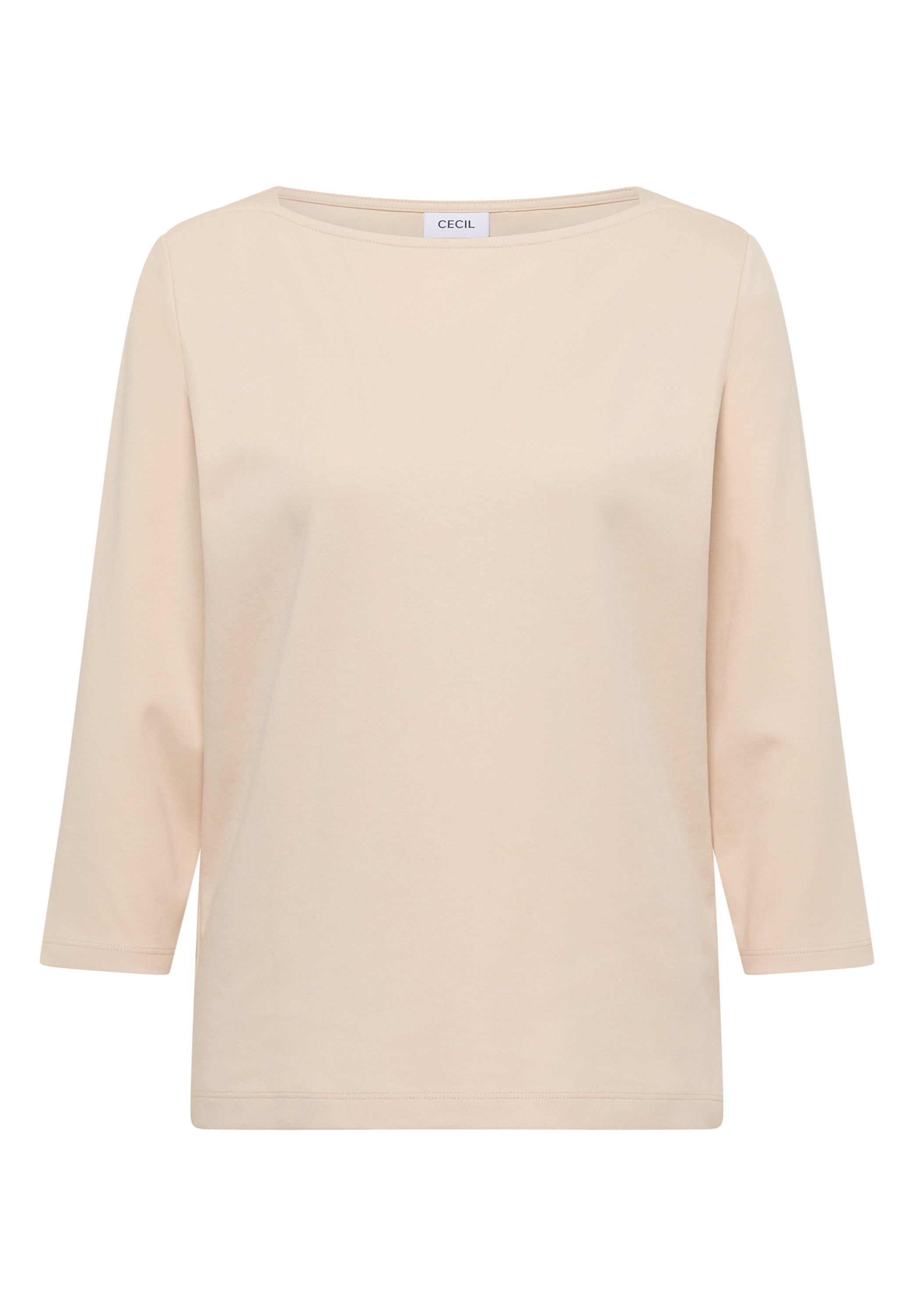 Cecil T-shirt à manches 3/4 col bateau, uni, coton