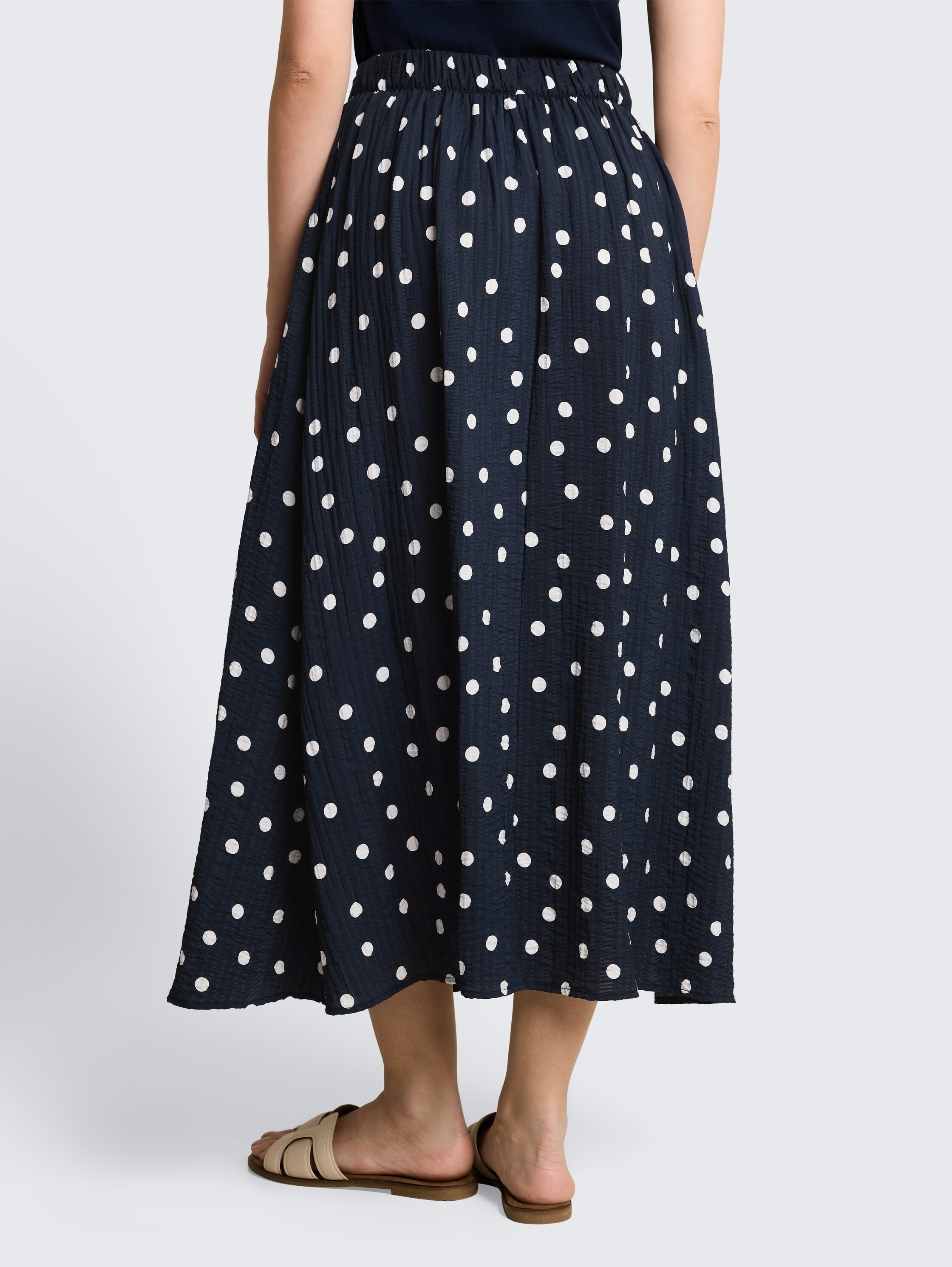 TOM TAILOR Jupe midi Jupe d'été à pois avec ceinture élastique
