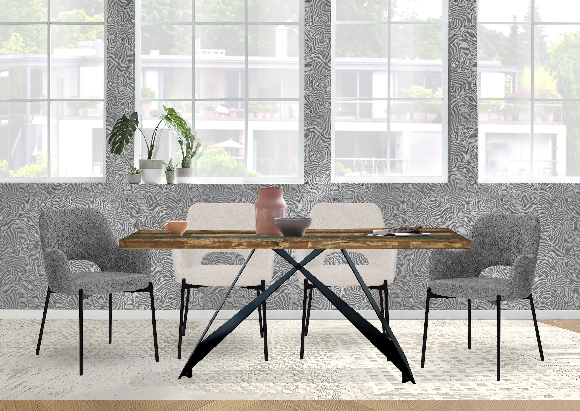 SIT Pied de table »Kotor aus Metall in Schwarz für Platten von 160–240 cm« 1 cuis tlg. Support de plateau de table minimaliste au design Cross-Base
