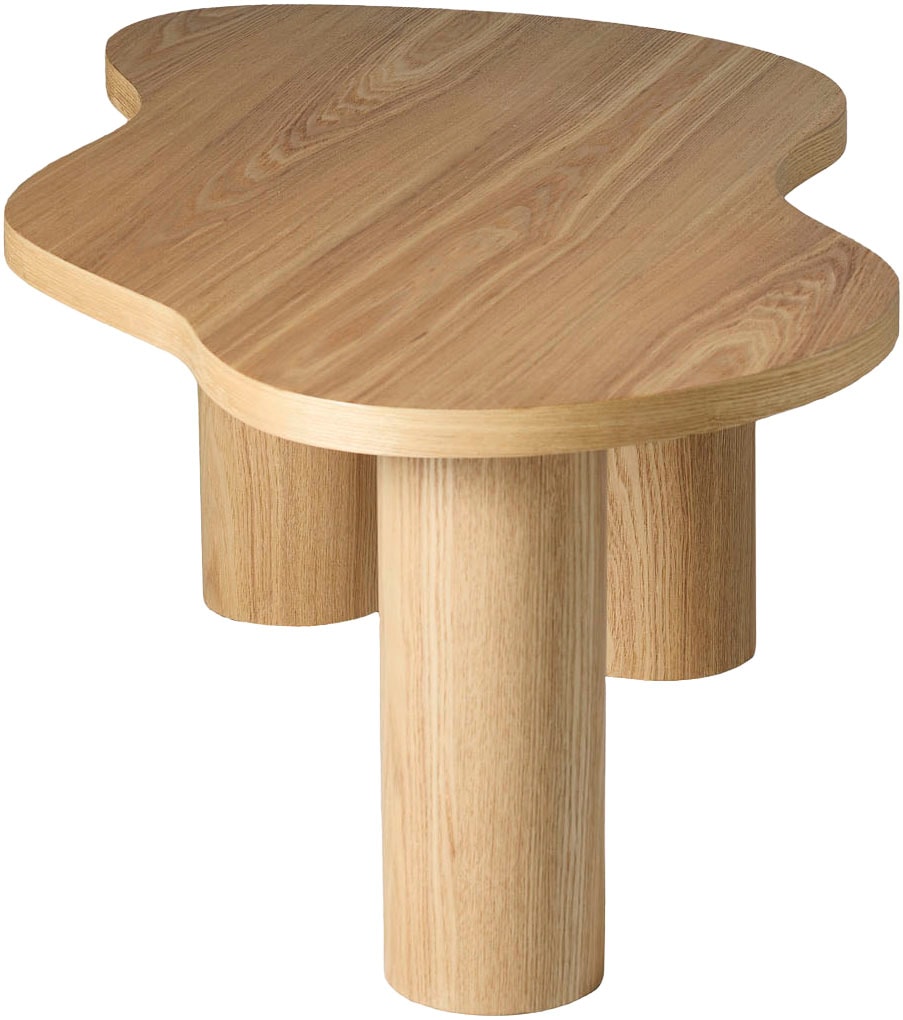 SalesFever Couchtisch »Vion 90x51 cm zeitloses Design mit Echtholzfurnier« Markante organische Form mit skulpturalem Charakter