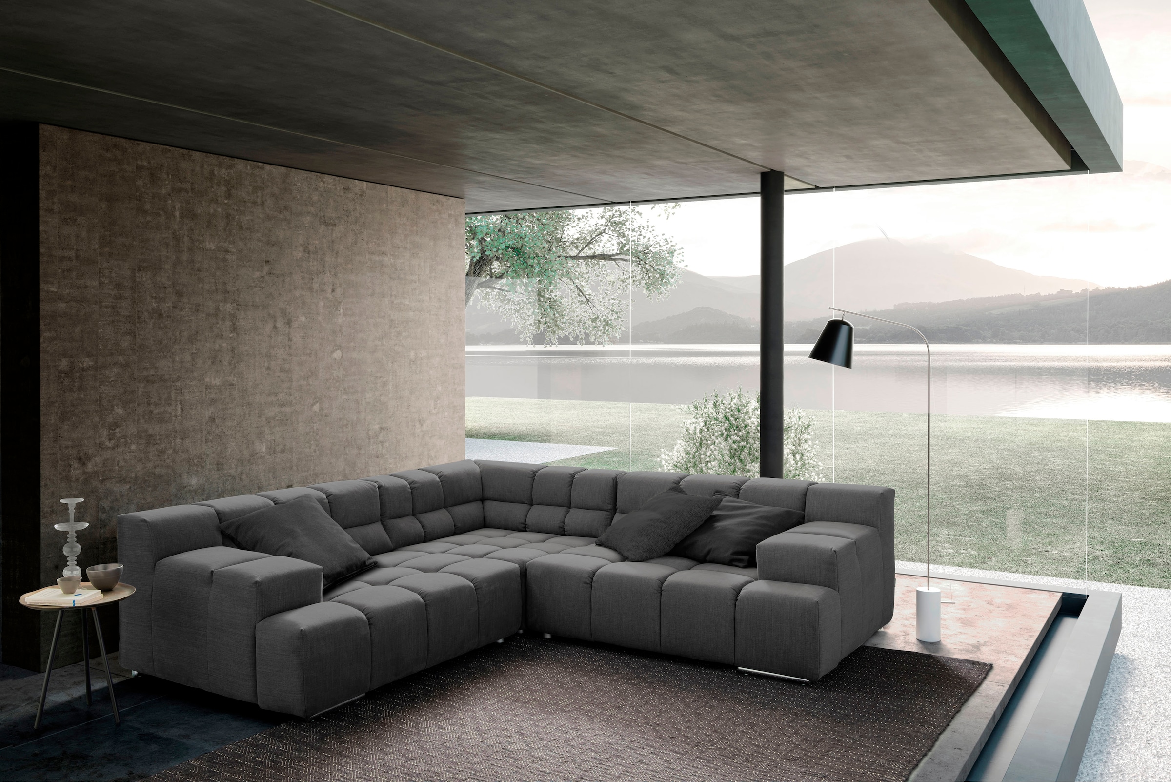 designwerk Ecksofa »Temple L-Form, tolles Designsofa« mit Sitztiefenverstellung