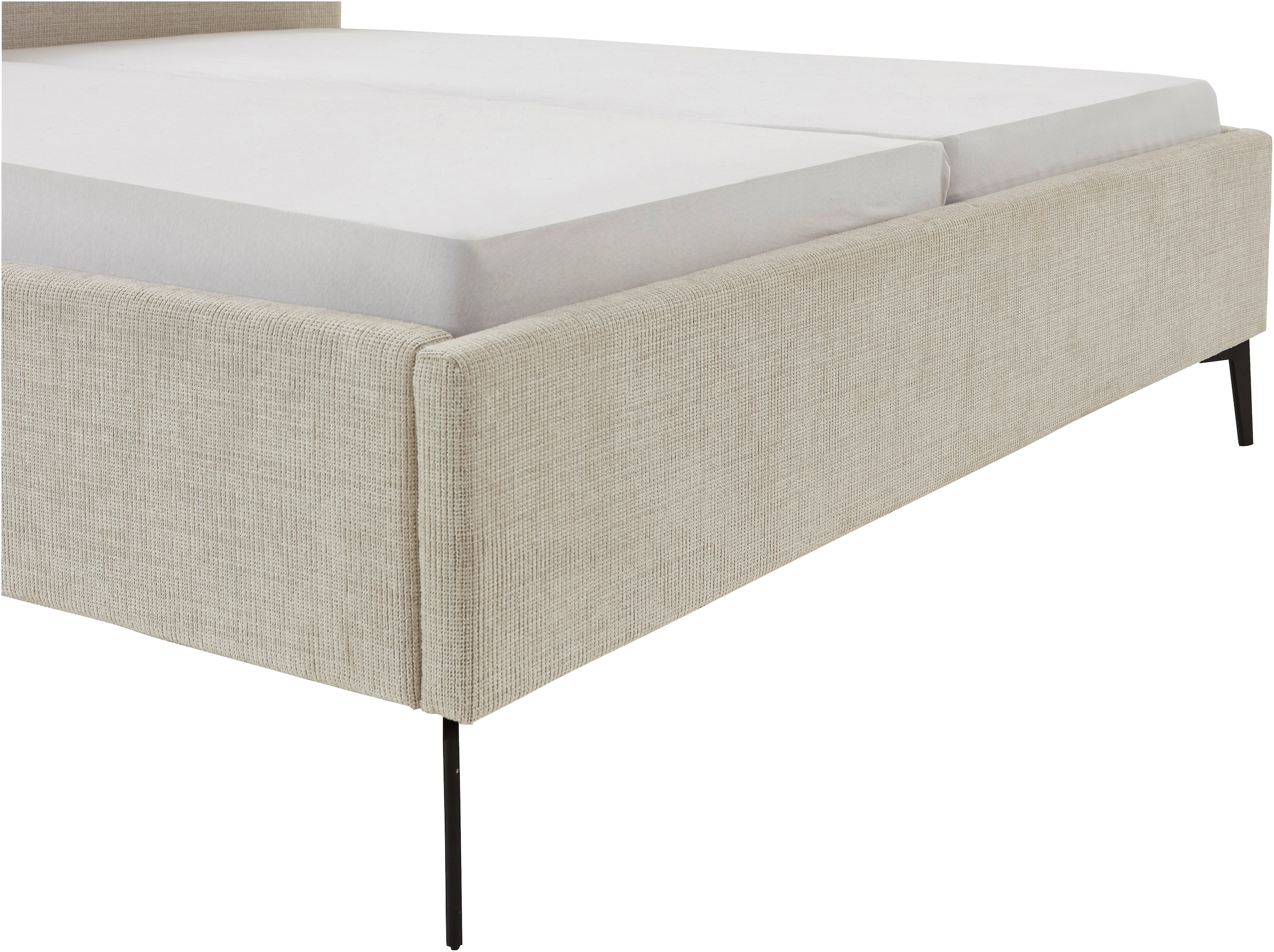 meise.möbel Lit rembourré »Riva II« avec pieds métalliques noirs, option coffre de lit