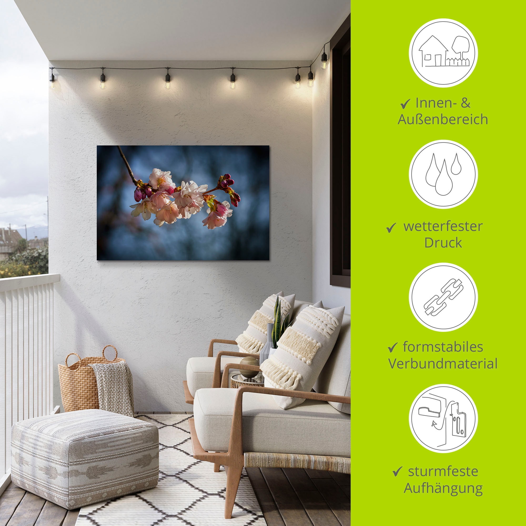 Artland Impression alu-dibond »Kirschblüte im Frühling« 1 cuis tlg. für Innen- und Aussenbereich geeignet, Outdoorbild