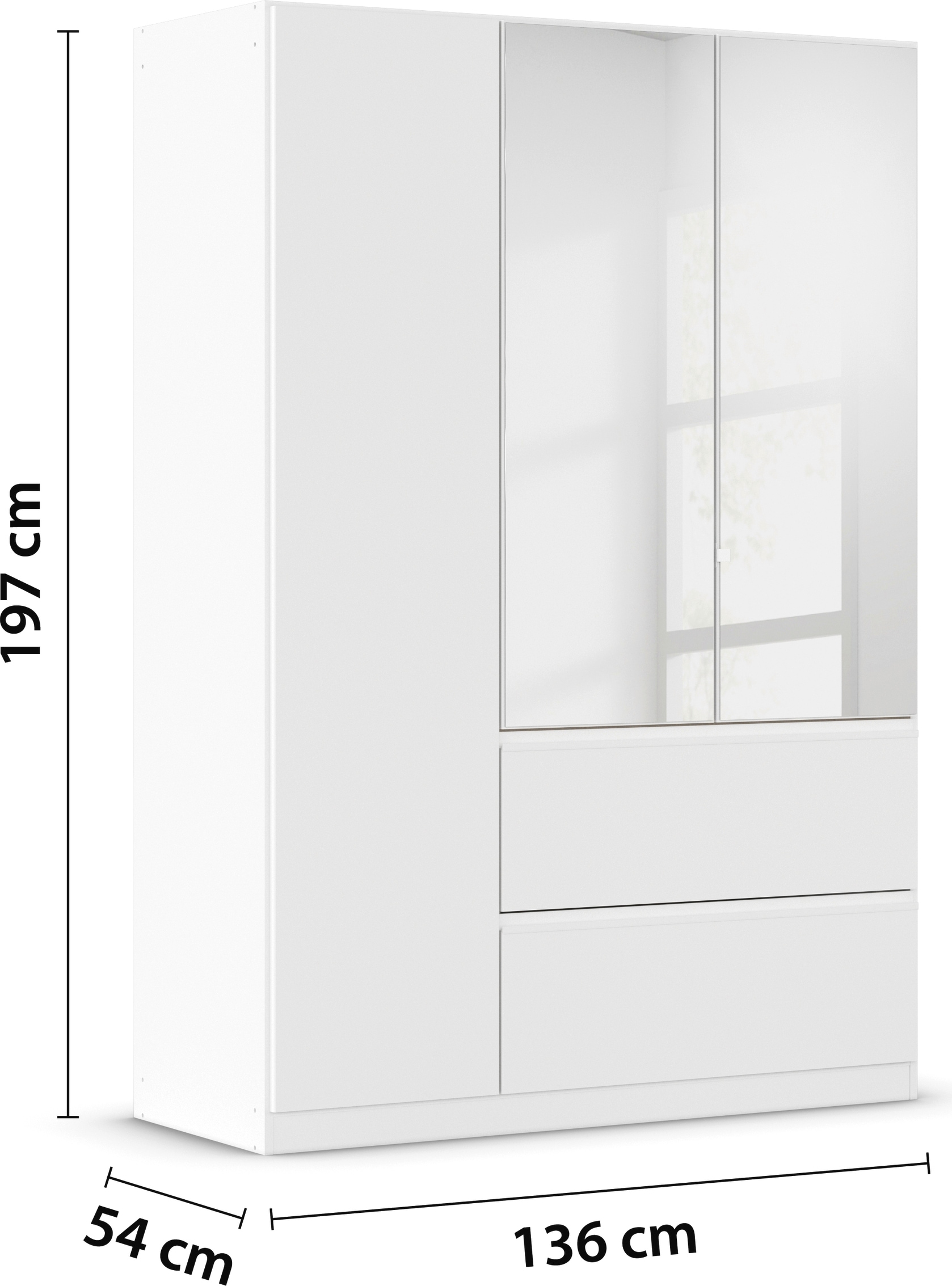 rauch Armoire à portes battantes »Kleiderschrank Schrank Garderobe Wäscheschrank Schlafzimmer JOEL« En 3 configurations différentes BASIC/CLASSIC/PREMIUM,  avec deux tiroirs, fonction Push-to-Open MADE IN GERMANY