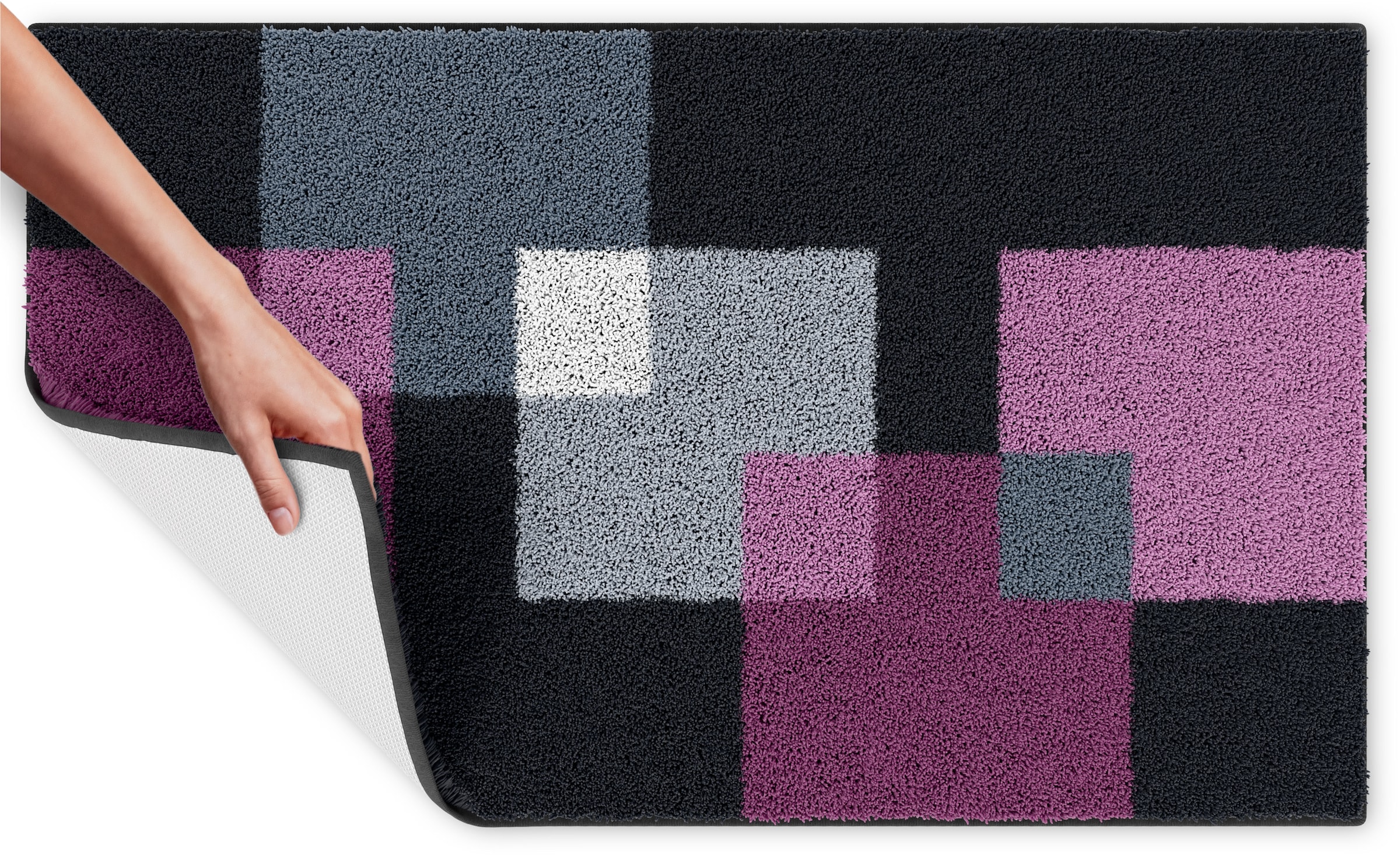 Grund Badematte »Paxos« Höhe 20 mm rutschhemmend beschichtet fussbodenheizungsgeeignet | strapazierfähig geometrisches Design, modern, flauschig, softer Flor, Made in Europe